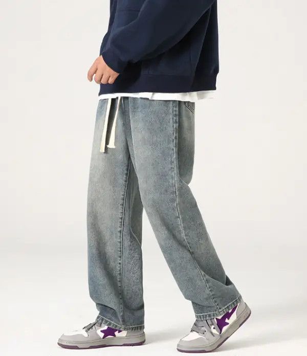 Japanese Brand Mitsui x Miku Men's wide-leg casual drawstring baggy jeans Size US 32 / EU 48 - 3 Thumbnail