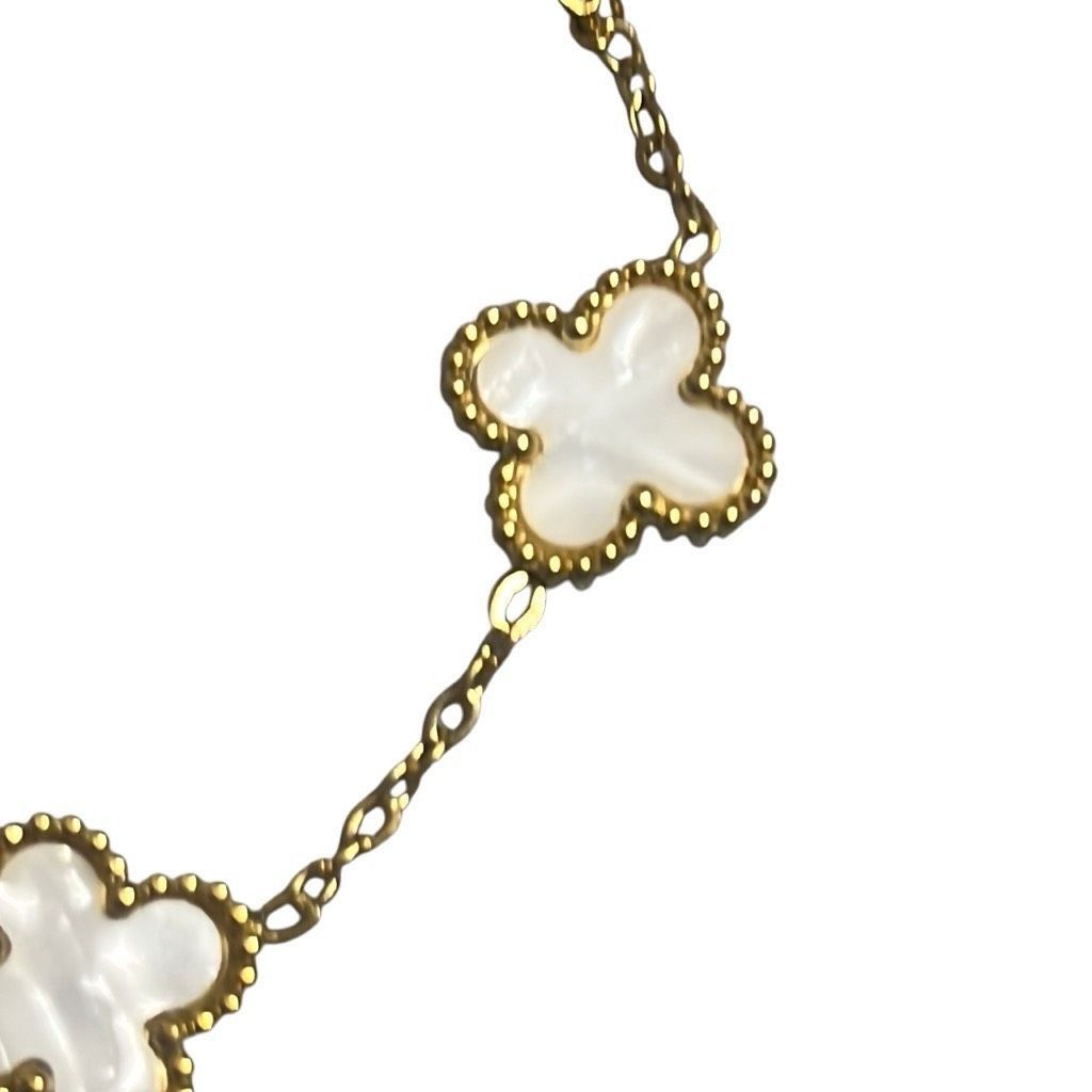 Other Alabaster Four Leaf Clover Gold Tone Stainless Steel Charm F Size ONE SIZE - 2 Thumbnail