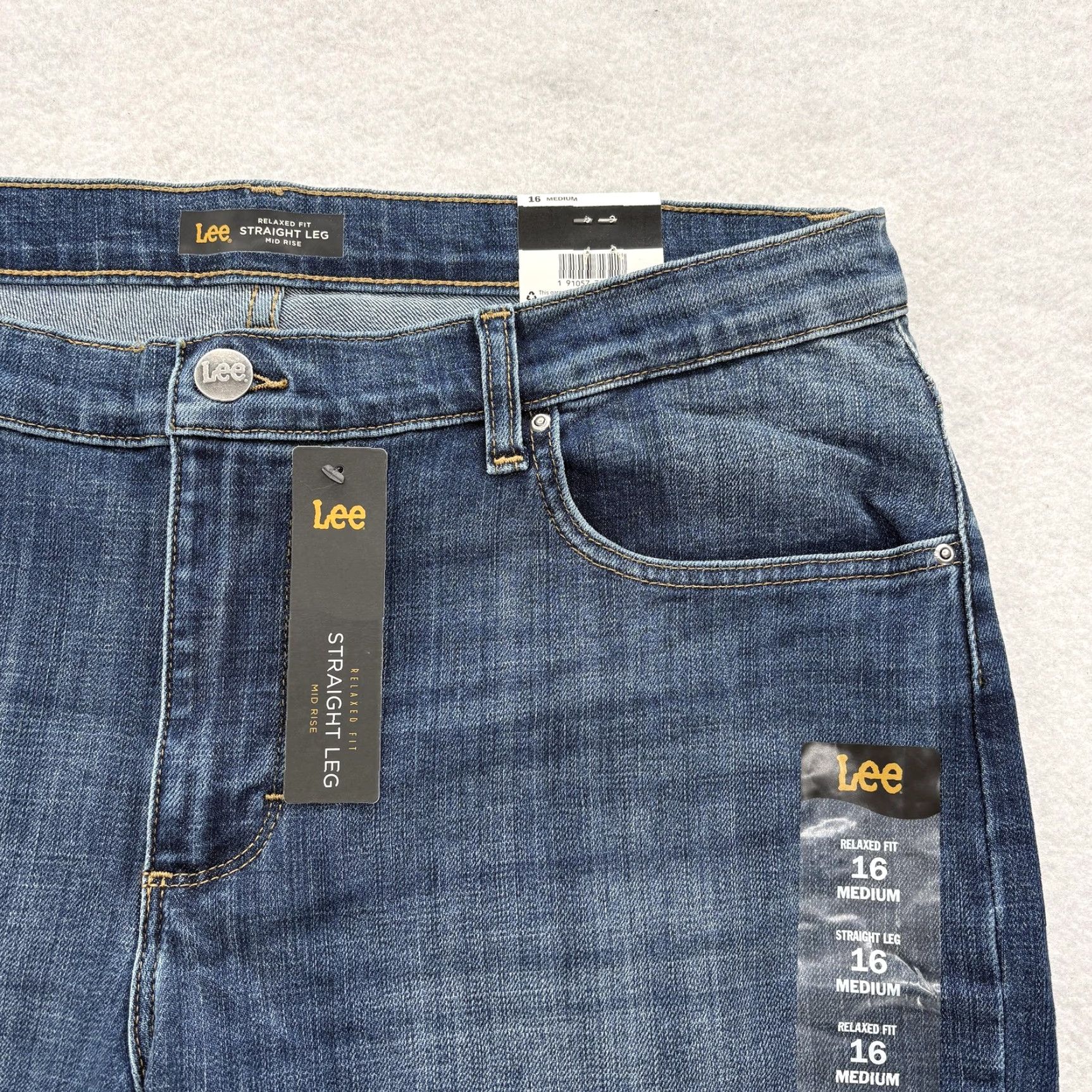 Lee Lee Jeans Womens 16 Blue Relaxed Fit Straight Leg Mid Rise Stretch Denim NWT Size 38" / US 16 / IT 52 - 3 Thumbnail
