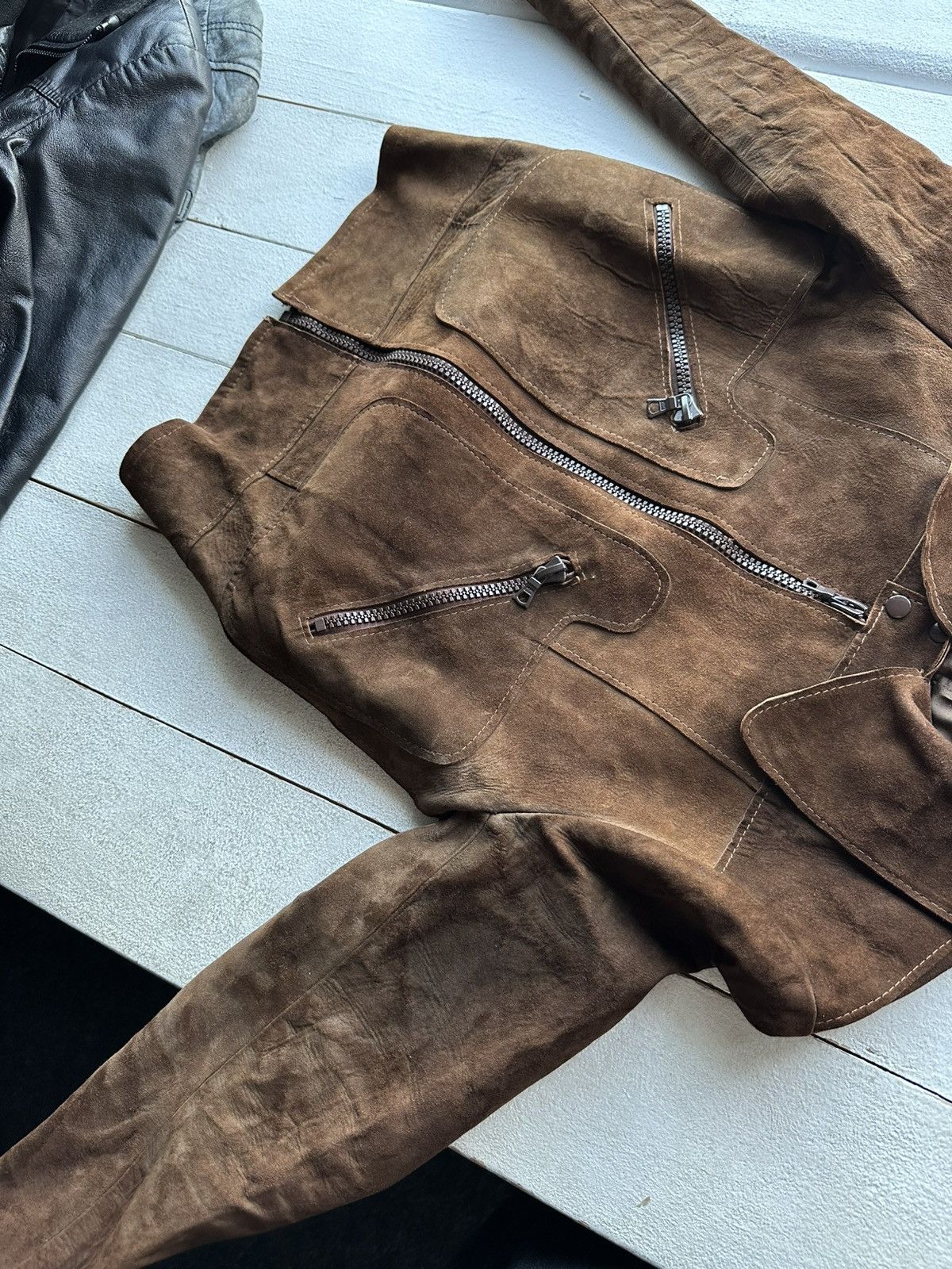 Other 🚨VNTG LEATHER JACKET AVANT GARDE ASYMMETRICAL BLACK MOTO Size US XS / EU 42 / 0 - 3 Thumbnail