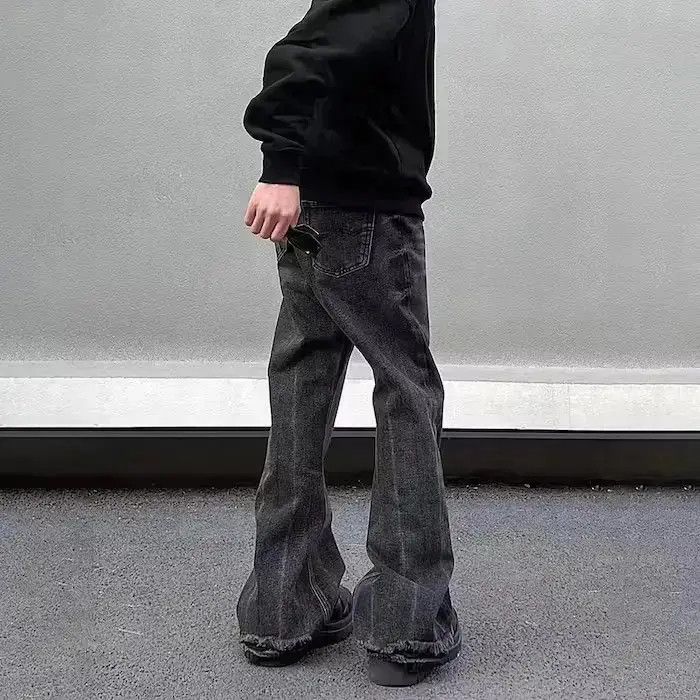 Japanese Brand Loose Straight-leg Flared Black Jeans Size US 32 / EU 48 - 3 Thumbnail