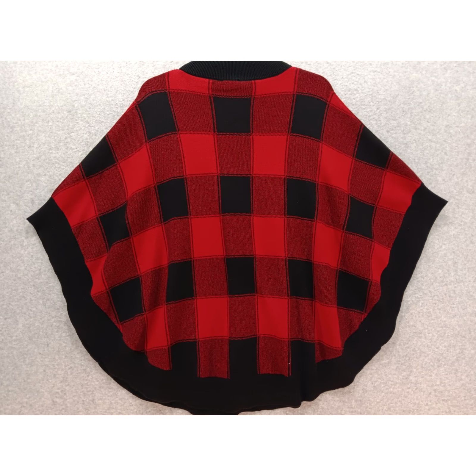 Talbots Talbots Poncho Women M Buffalo Plaid Red Black 100% Cotton Knit Mid-Length Cape Button Accents Christmas Holiday Elegant Size M / US 6-8 / IT 42-44 - 7 Thumbnail