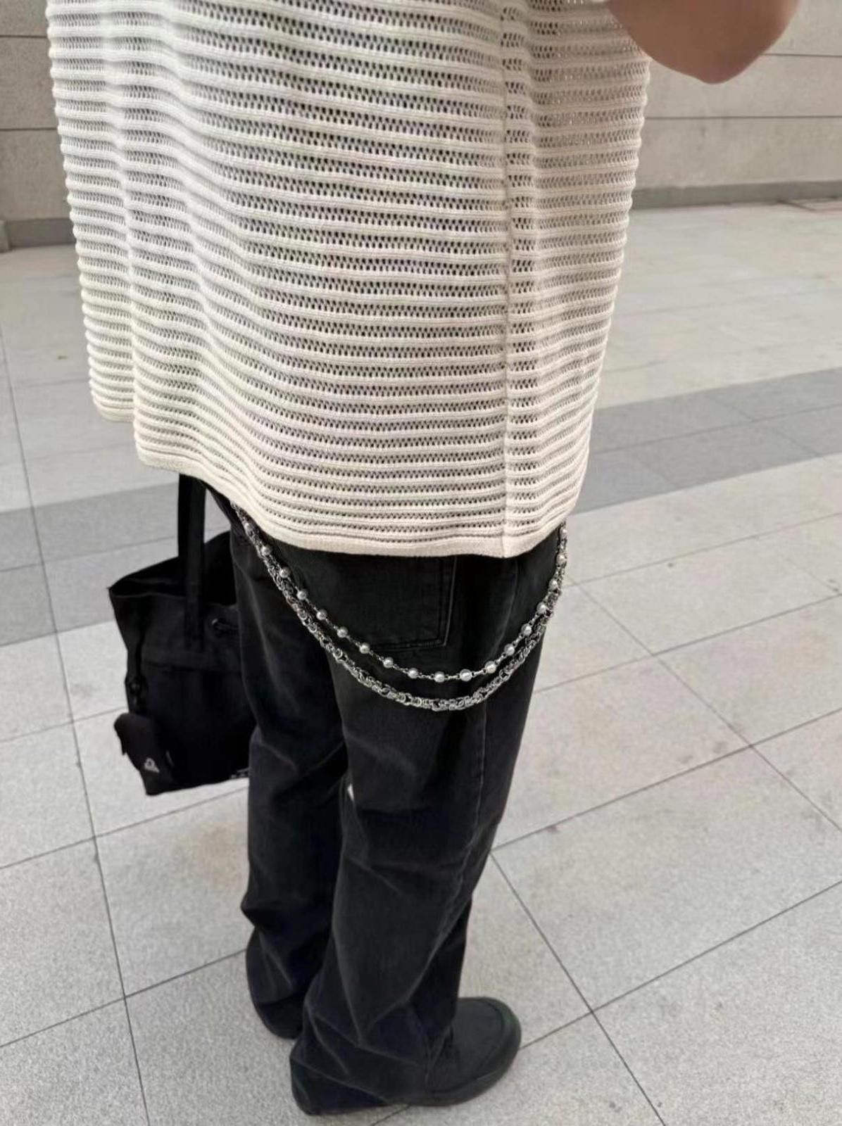 Jewelry Double Layered Pearl Wallet Chain, Keychain for Jeans Size ONE SIZE - 5 Thumbnail