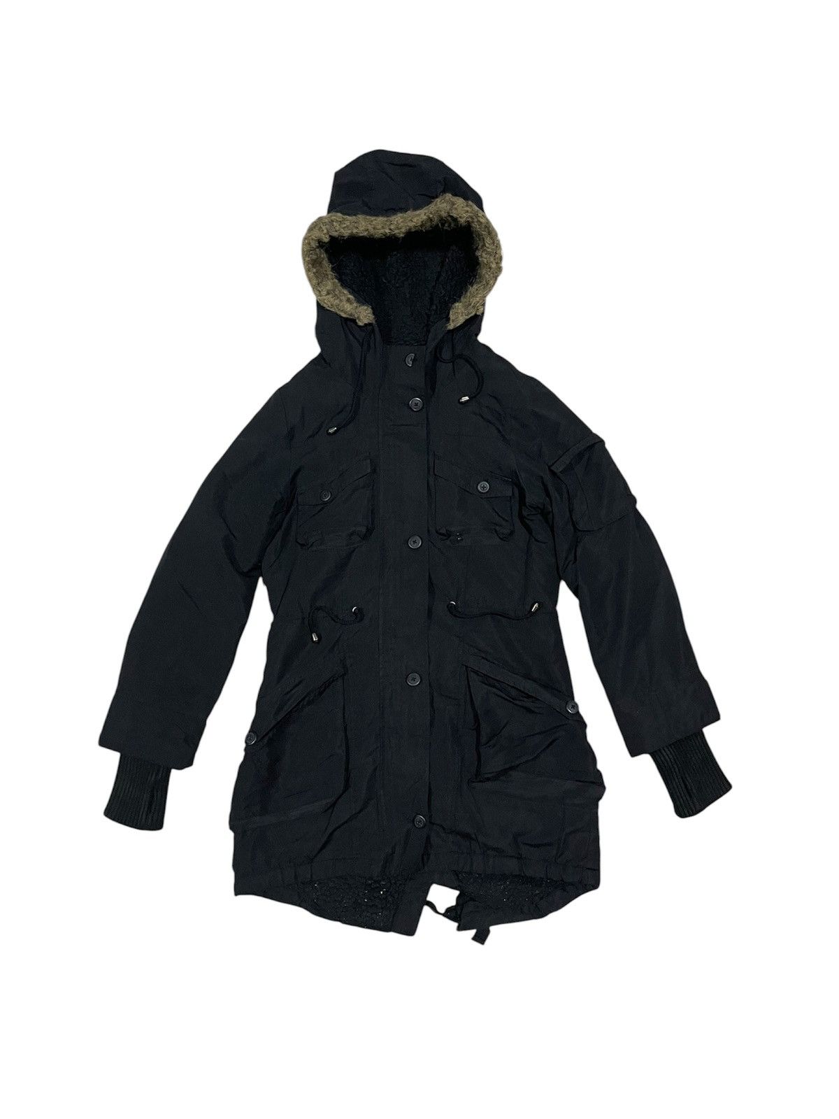 Von Dutch 2000s VON DUTCH MULTIPOCKET FISH TAIL FUR HOODIE PUNK PARKA Size M / US 6-8 / IT 42-44 - 1 Thumbnail