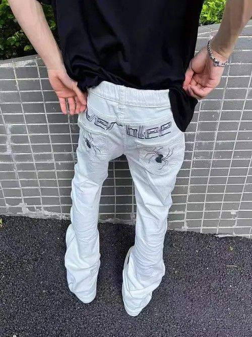 VIBE White Spider Embroidered Zip Casual Jeans Size US 34 / EU 50 - 6 Thumbnail