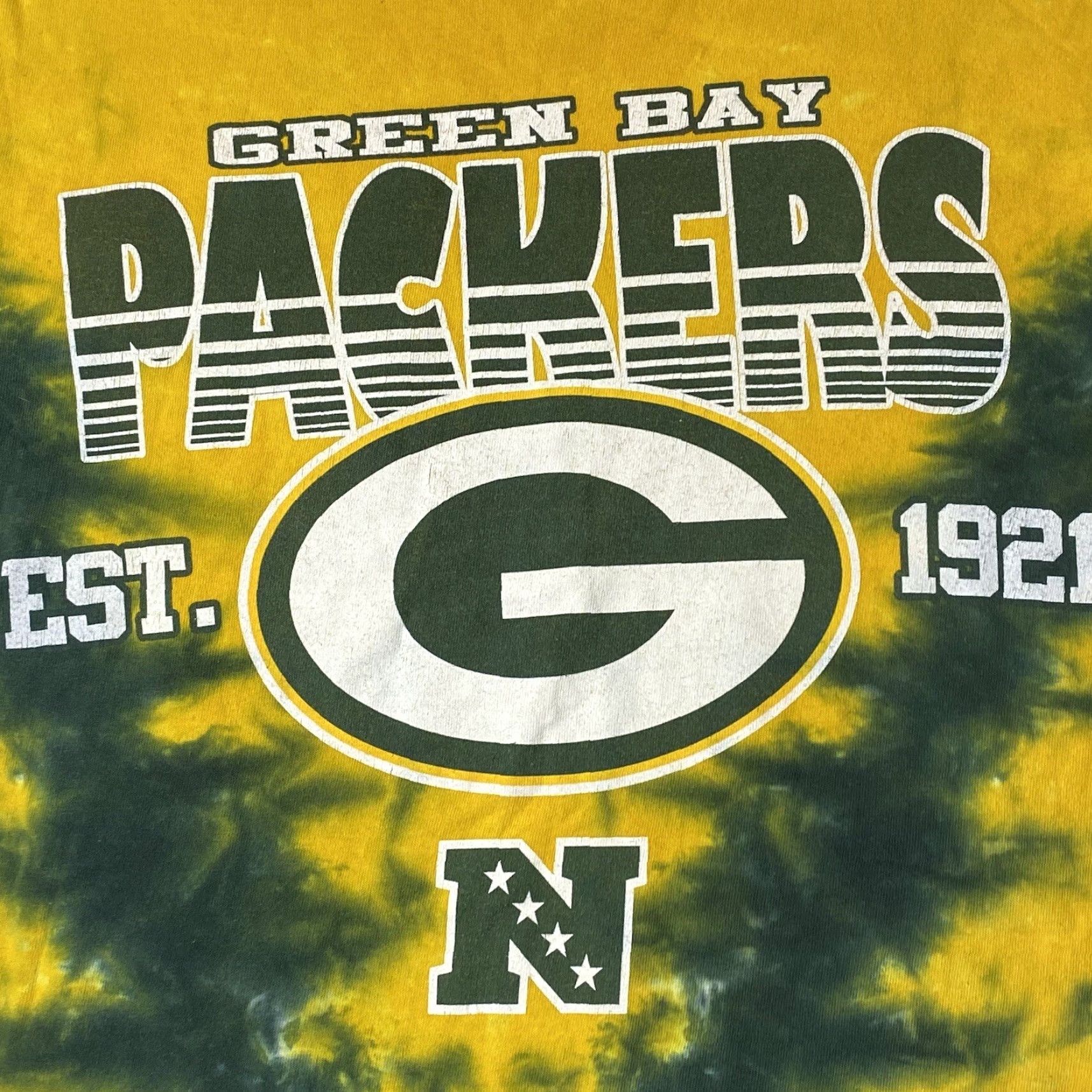 NFL VINTAGE Green Bay Packers Shirt Adult Medium Tie Dye NFL Team Apparel Green 90s Logo Football Shirt Mens Womens Unisex Adults Size US M / EU 48-50 / 2 - 7 Thumbnail