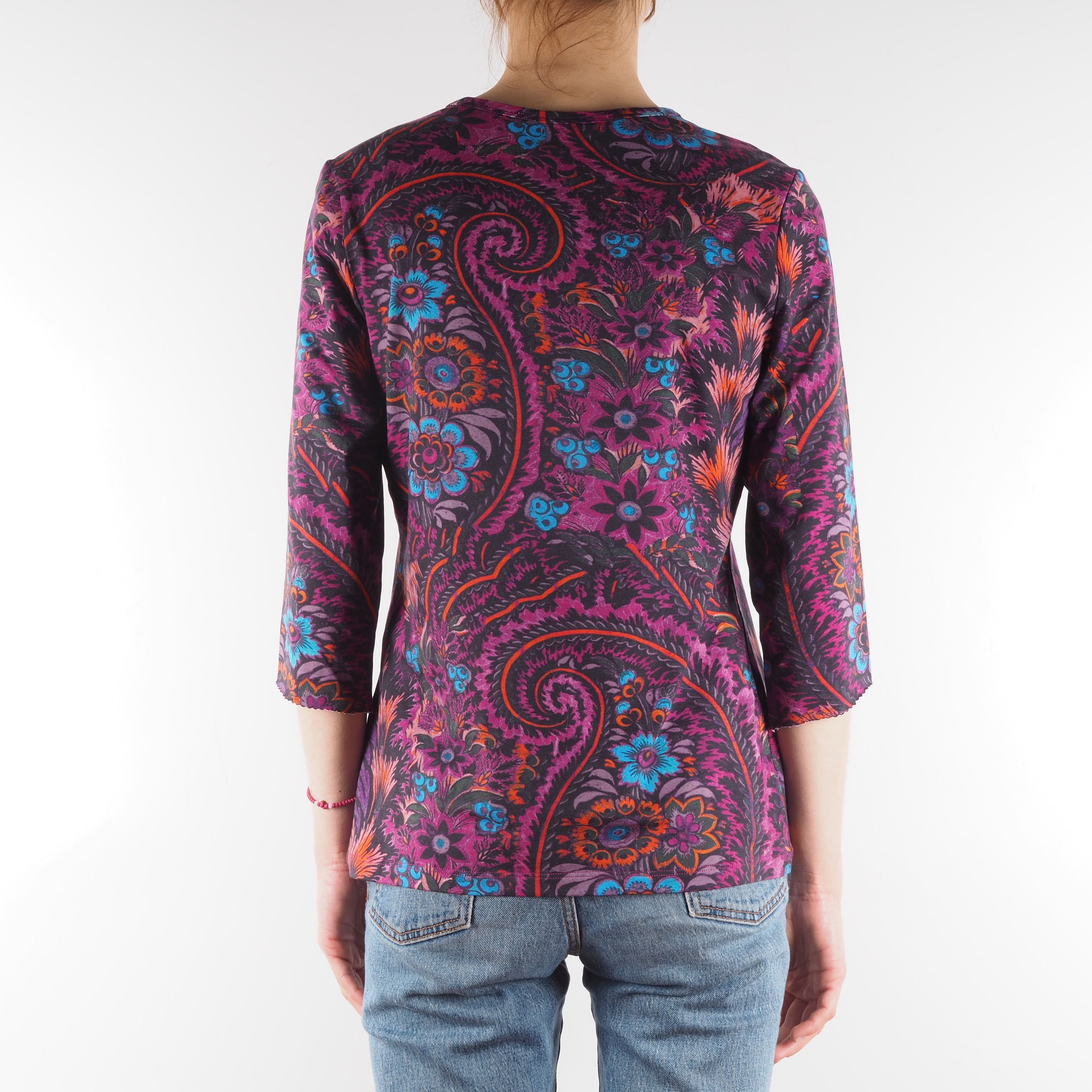 Other Peruvian Connection Purple Floral Top T-Shirt Blouse Size M / US 6-8 / IT 42-44 - 2 Thumbnail