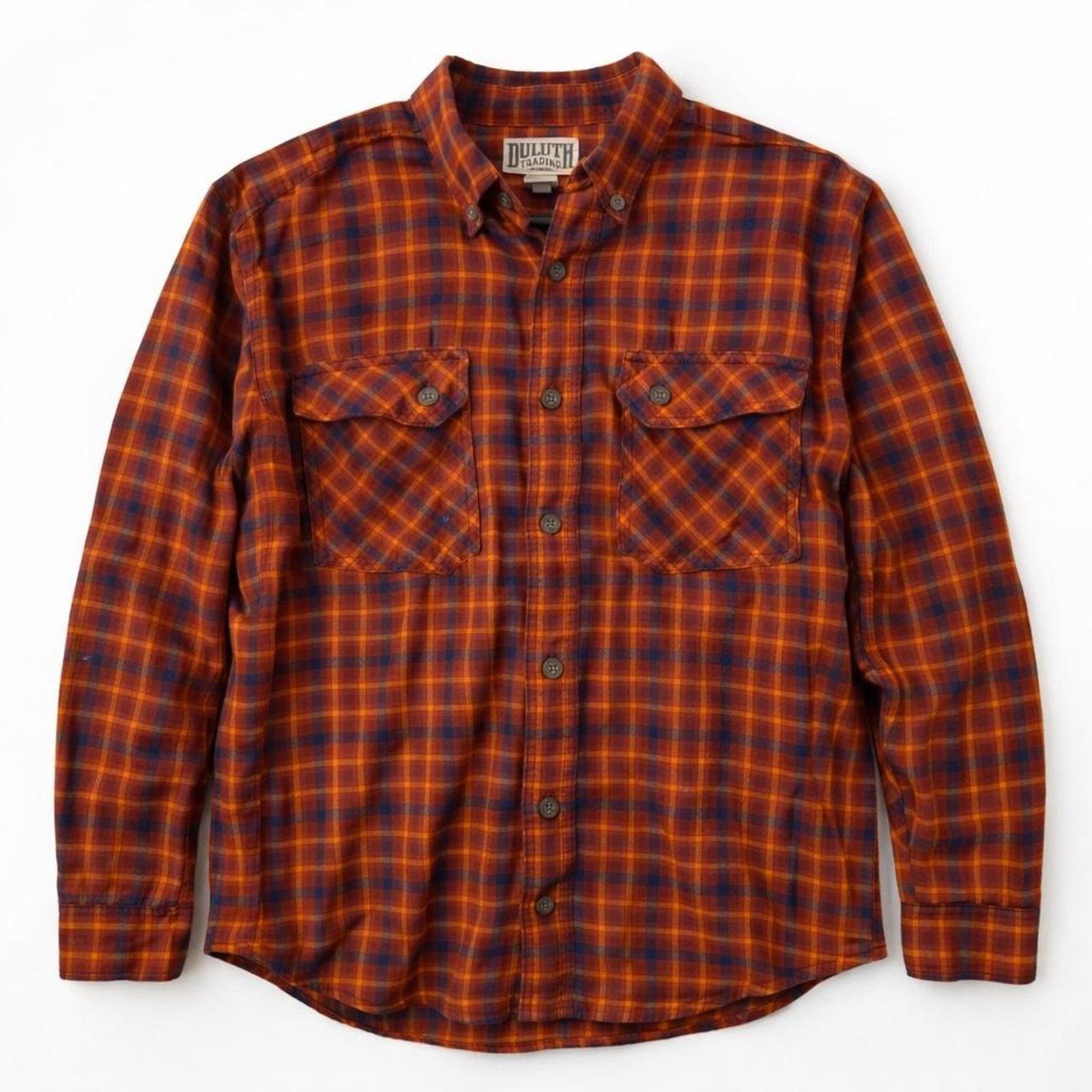Duluth Trading Company Cabincore Cozy Duluth Trading Co orange plaid flannel shirt Size US L / EU 52-54 / 3 - 1 Thumbnail