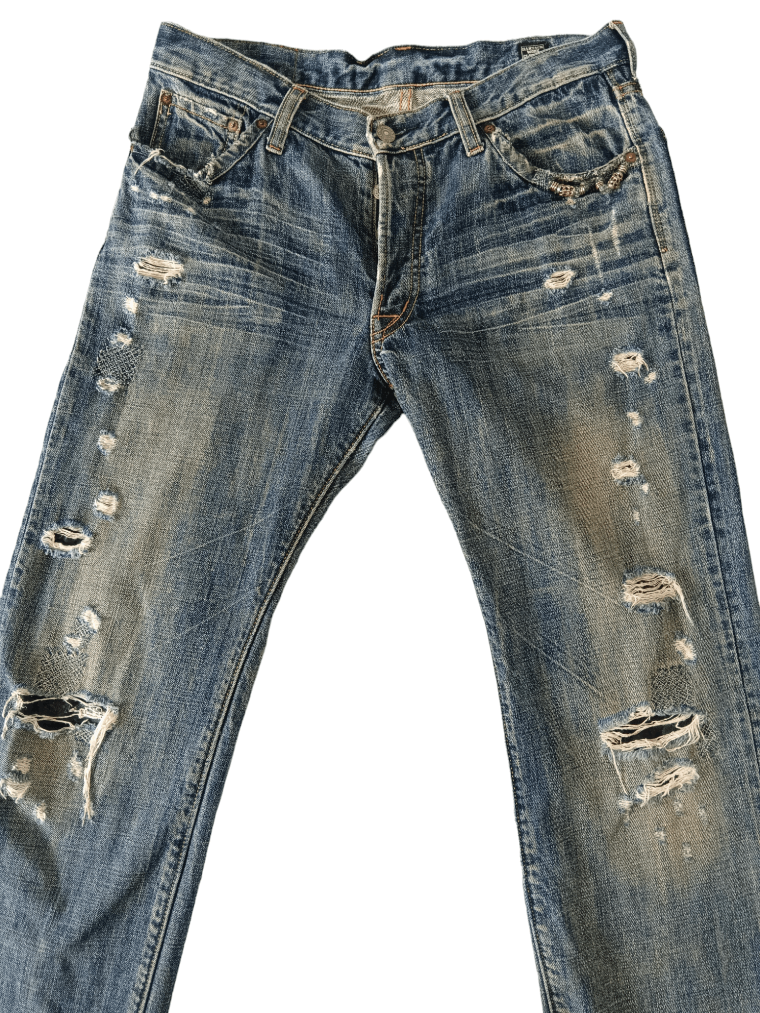 If Six Was Nine × Japanese Brand × Tornado Mart Bartack Seditionaries Distress Denim Size US 31 - 3 Thumbnail