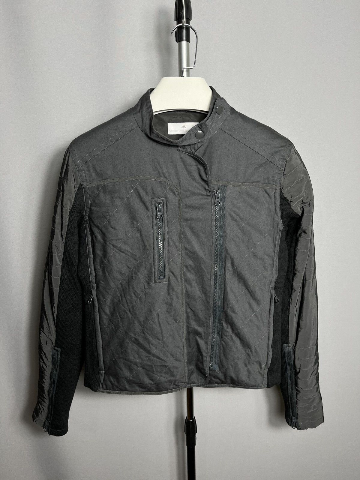 Adidas x Stella McCartney Woman Black Gray Moto Biker Jacket