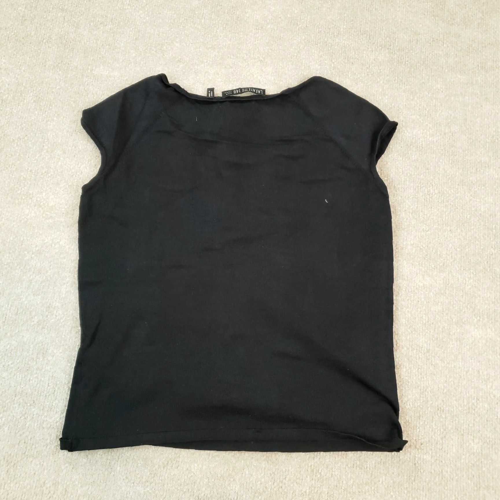Vintage Lafayette 148 Black Round Neck Sleeveless Top Womens Large Nylon Silk Blend Casual Shirt Size L / US 10 / IT 46 - 8 Thumbnail
