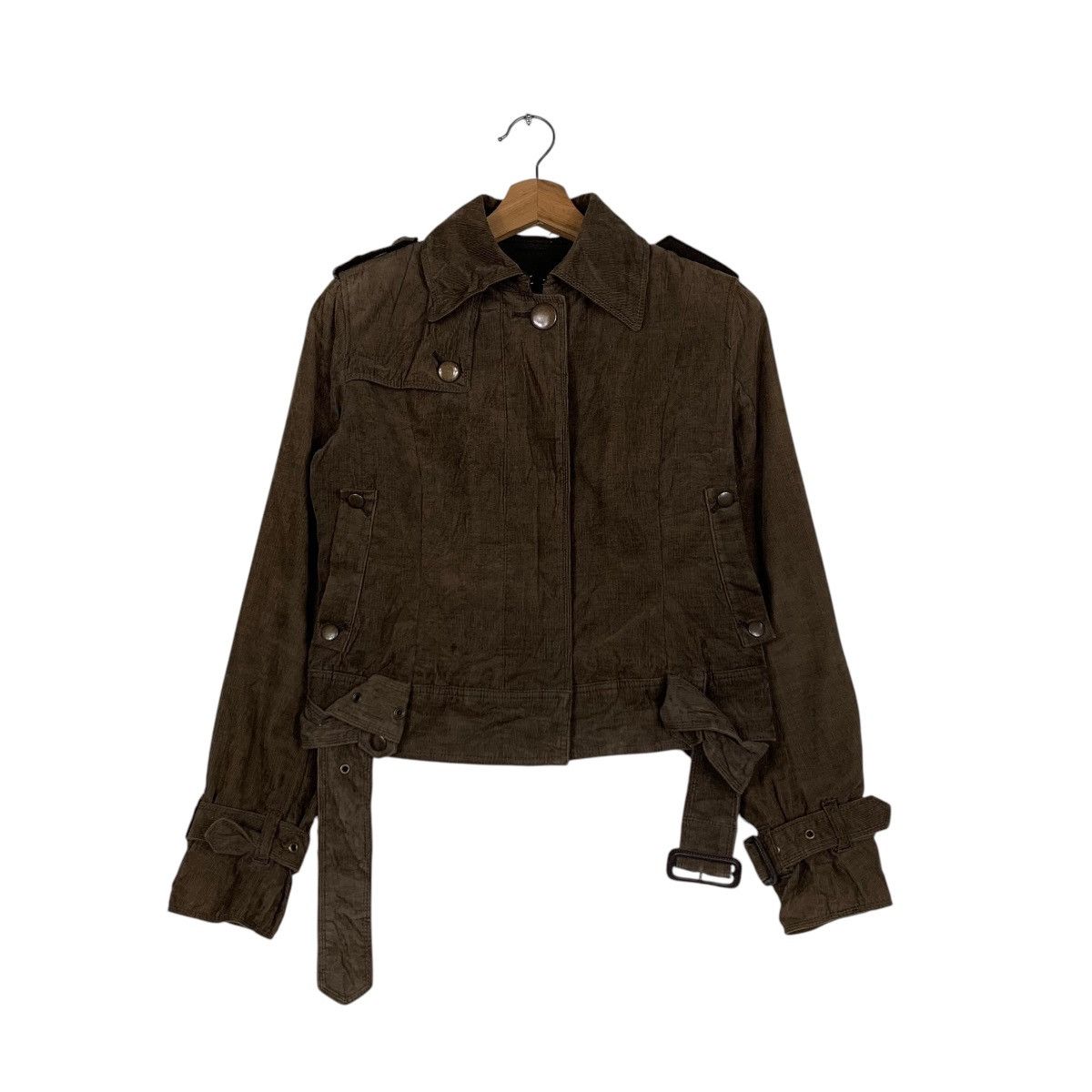 Japanese Brand UNIVERSAL LANGUAGE Crop Belted Jacket #1528-C68 Size XS / US 0-2 / IT 36-38 - 1 Thumbnail
