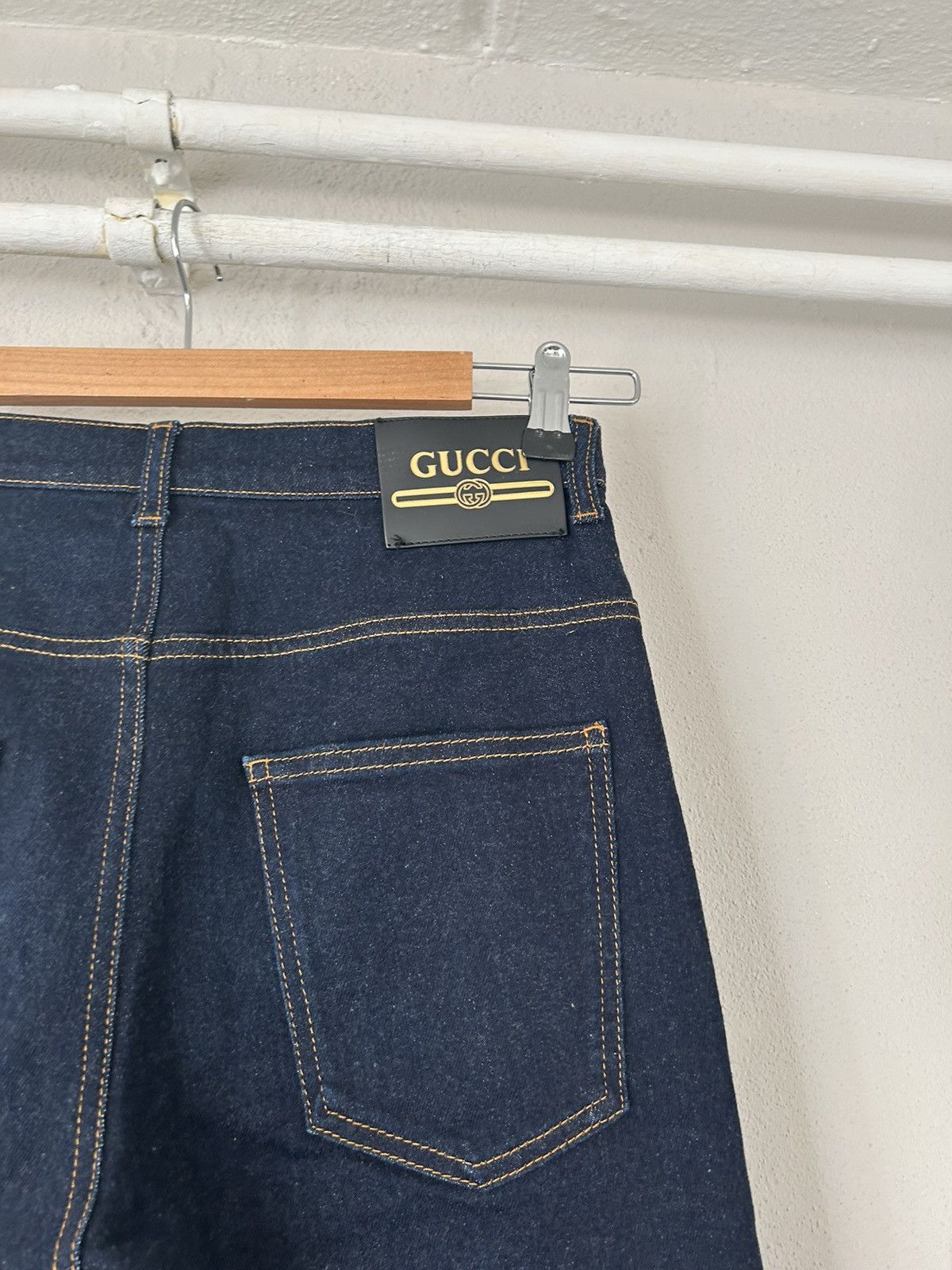Gucci Indigo Raw Denim Jeans with Gucci Badge Size US 31 - 6 Thumbnail