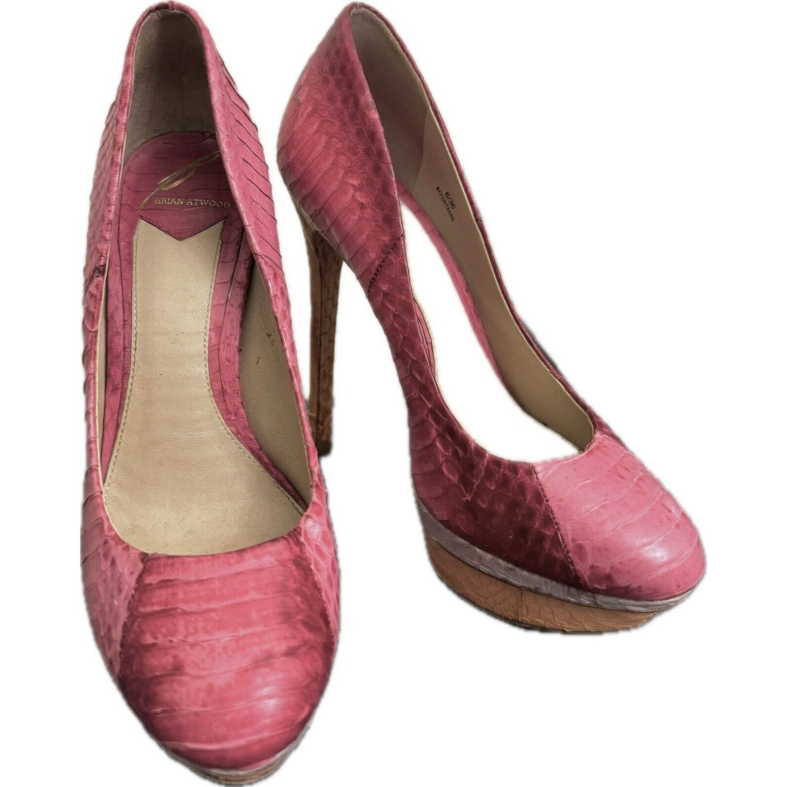 Brian Atwood Brian Atwood Pink Snakeskin Platform Pumps Heels - Size US6 Size US 6 / IT 36 - 1 Thumbnail