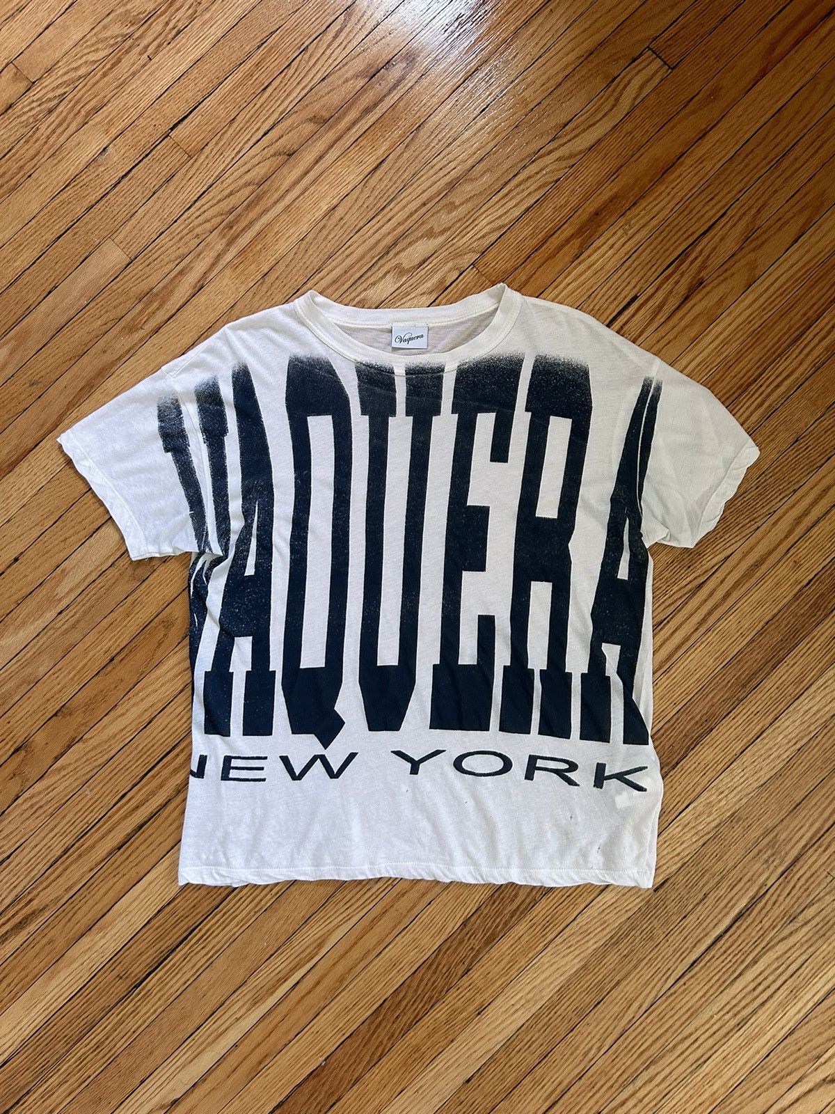 image of Vaquera Distressed Tee (White), Men's (Size Medium)