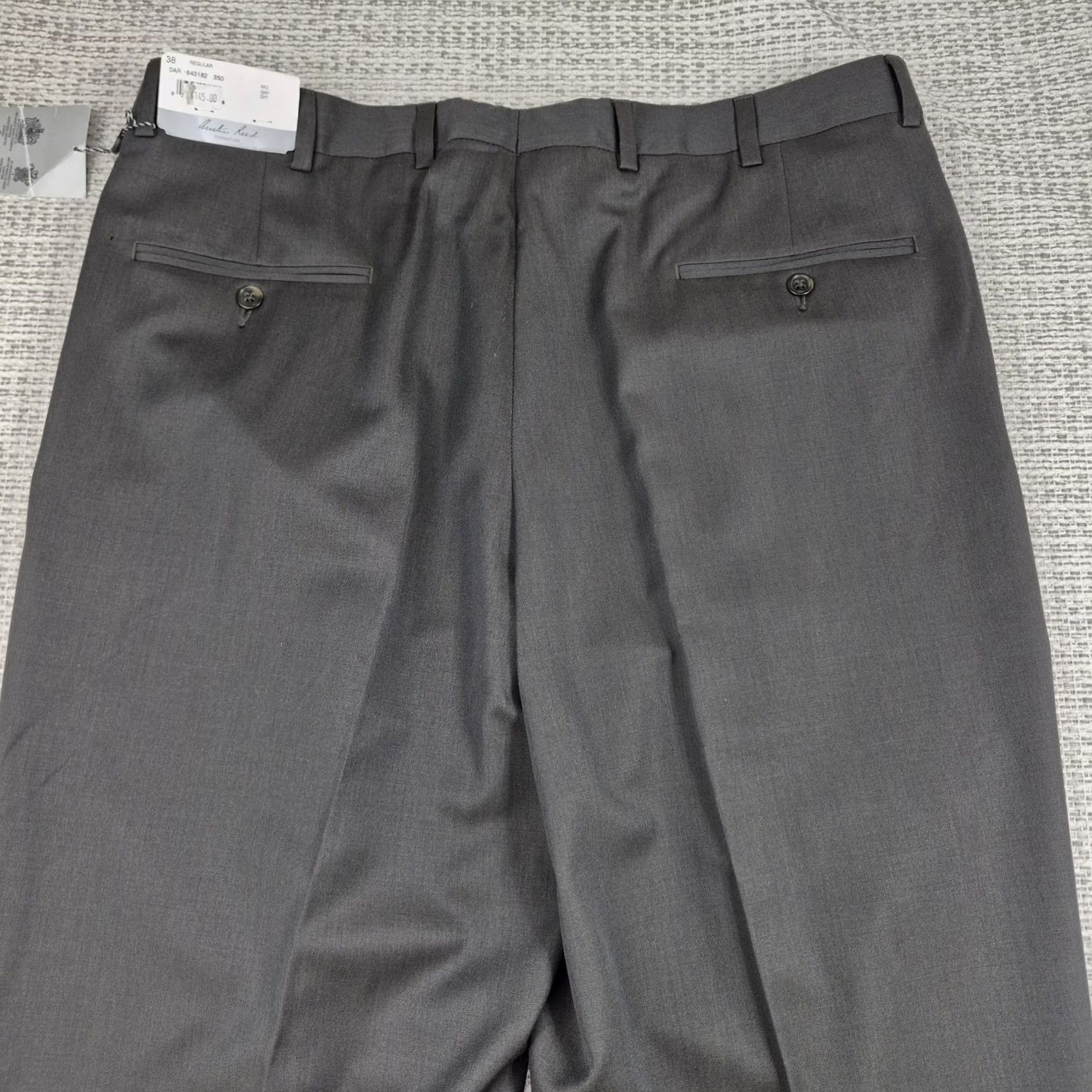 Austin Reed Austin Reed Signature Dress Pants Mens 38 Gray Wool Pleated Classic Unfinished Inseam Hem Zip Front Pockets Straight Leg Slim Fit Men Dress Pants Size US 38 / EU 54 - 3 Thumbnail