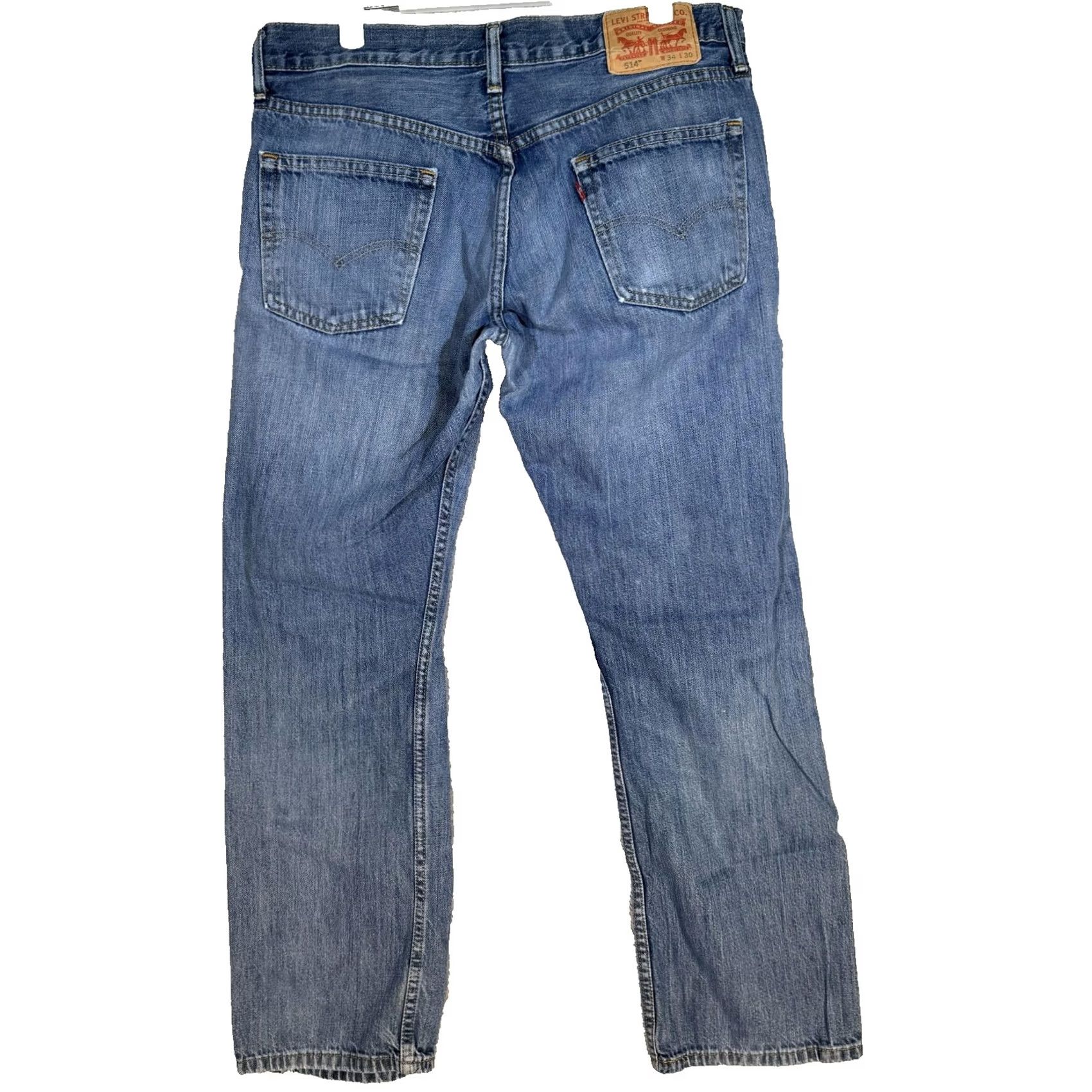 Levi's VINTAGE Levi’s 514 Jeans Mens 34x28 Blue Denim Distressed Straight Fit 90s USA Cowboy Regular Boys Mens Size US 34 / EU 50 - 2 Thumbnail