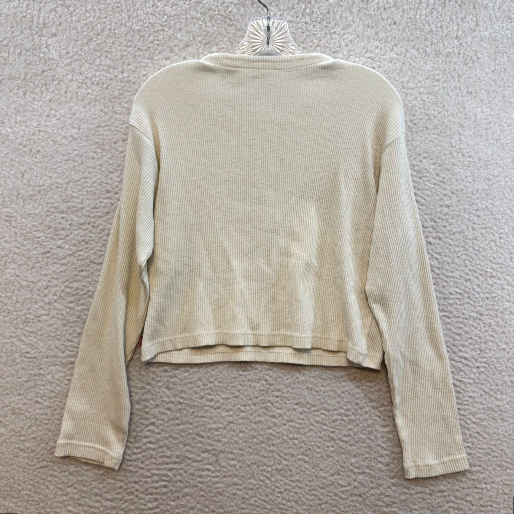 Levi's VINTAGE? Levi's Henley Long Sleeve Top Shirt M Ivory Rib Knit Women Size M / US 6-8 / IT 42-44 - 2 Thumbnail