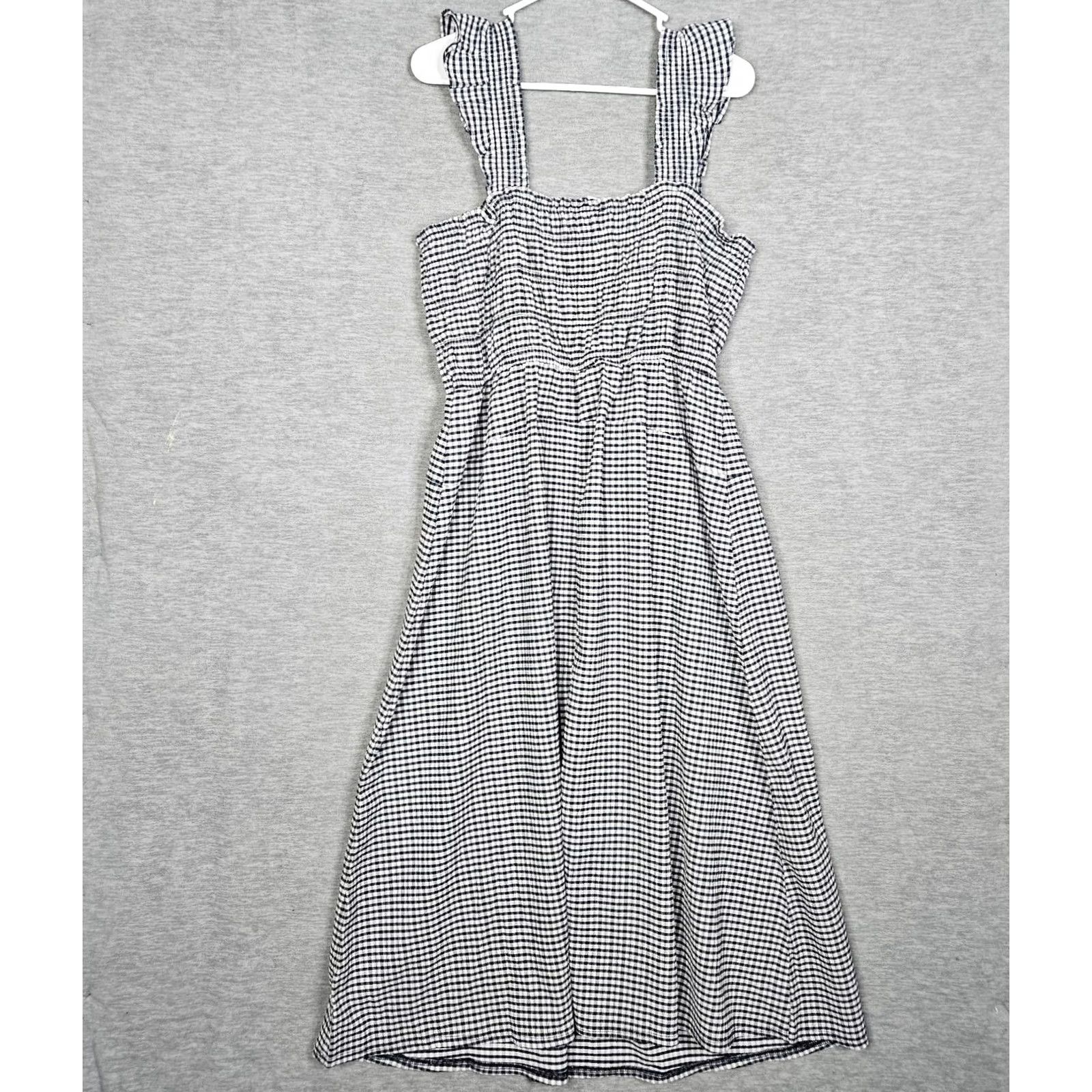 Old Navy Old Navy Women's XL Gingham Midi Dress - Fit & Flare, Sleeveless, Smocked, Lightweight Polyester/Spandex, Blue, Casual, A-Line Size XL / US 12-14 / IT 48-50 - 2 Thumbnail