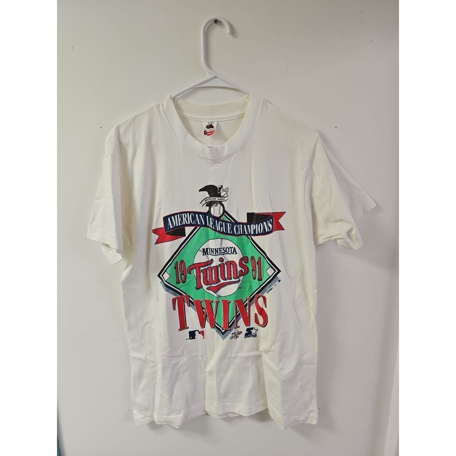 Fruit Of The Loom 1991 AL Champions Minnesota Twins T-shirt Single Stitch Sz L Size US L / EU 52-54 / 3 - 1 Thumbnail