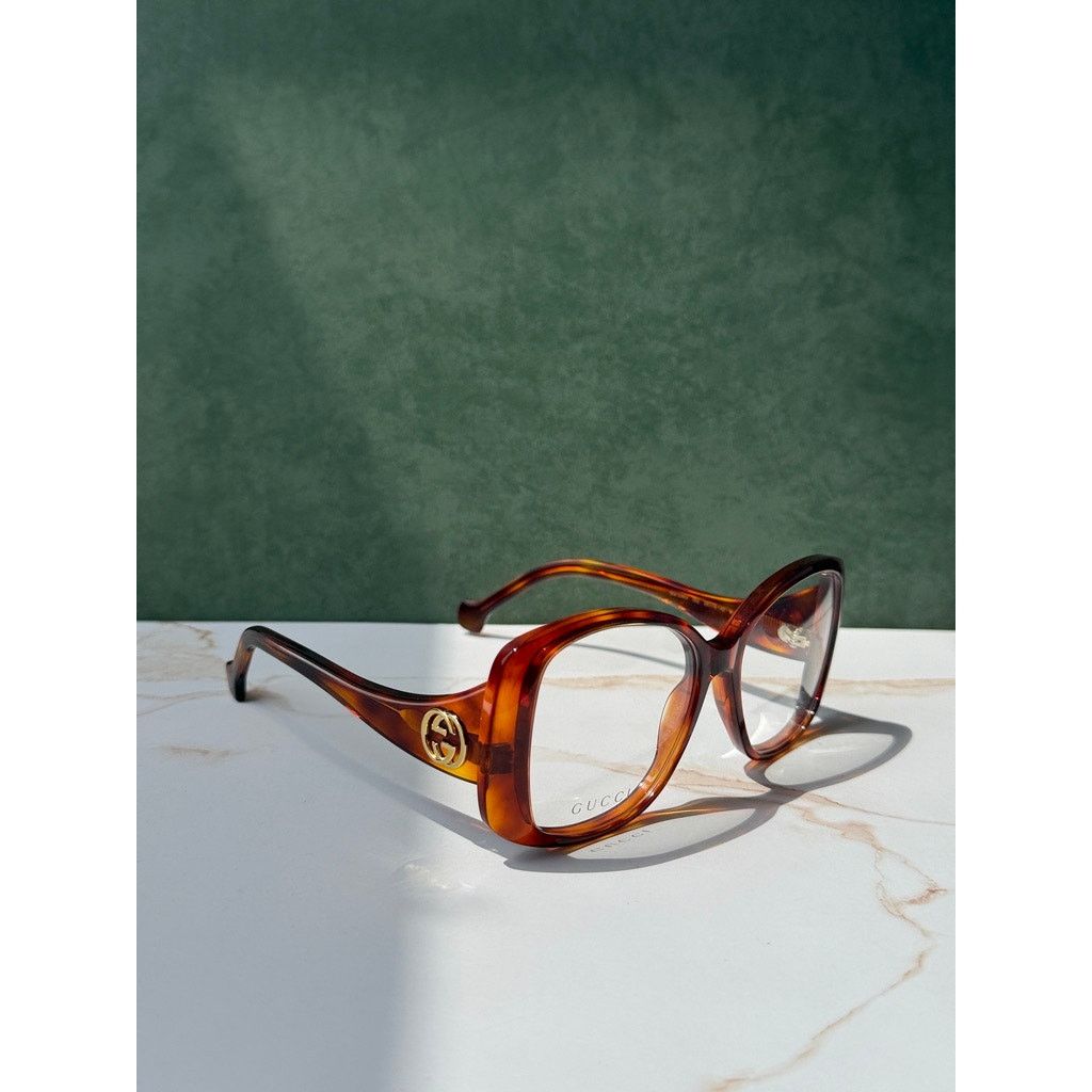 Gucci NEW Gucci GG1226O Butterfly Eyeglasses Frames Havana Brown Size ONE SIZE - 7 Thumbnail