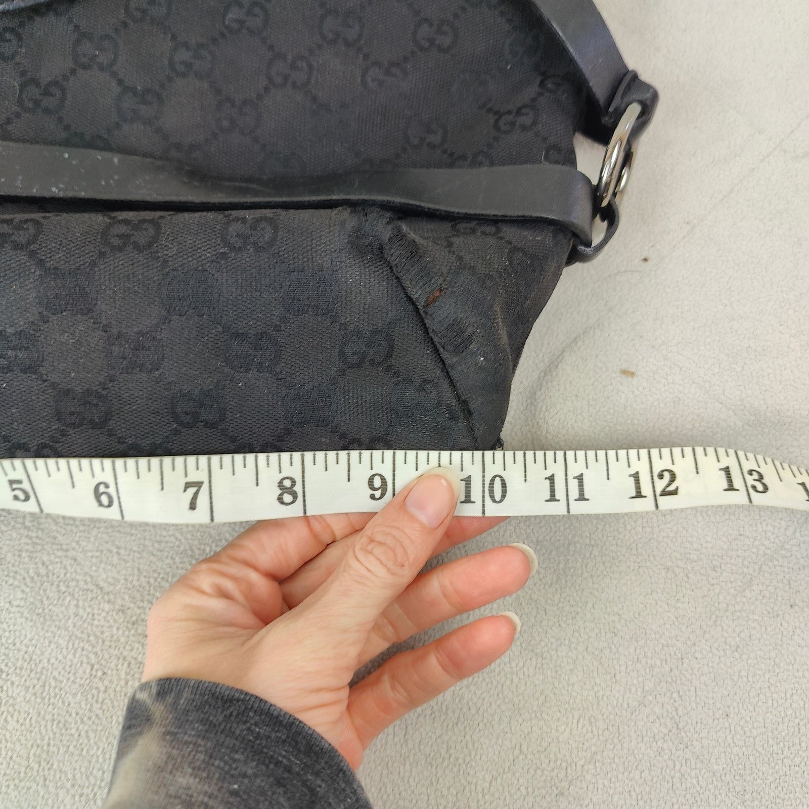 Gucci Gucci Black Monogram Shoulder Bag Black Canvas Leather Size ONE SIZE - 11 Thumbnail