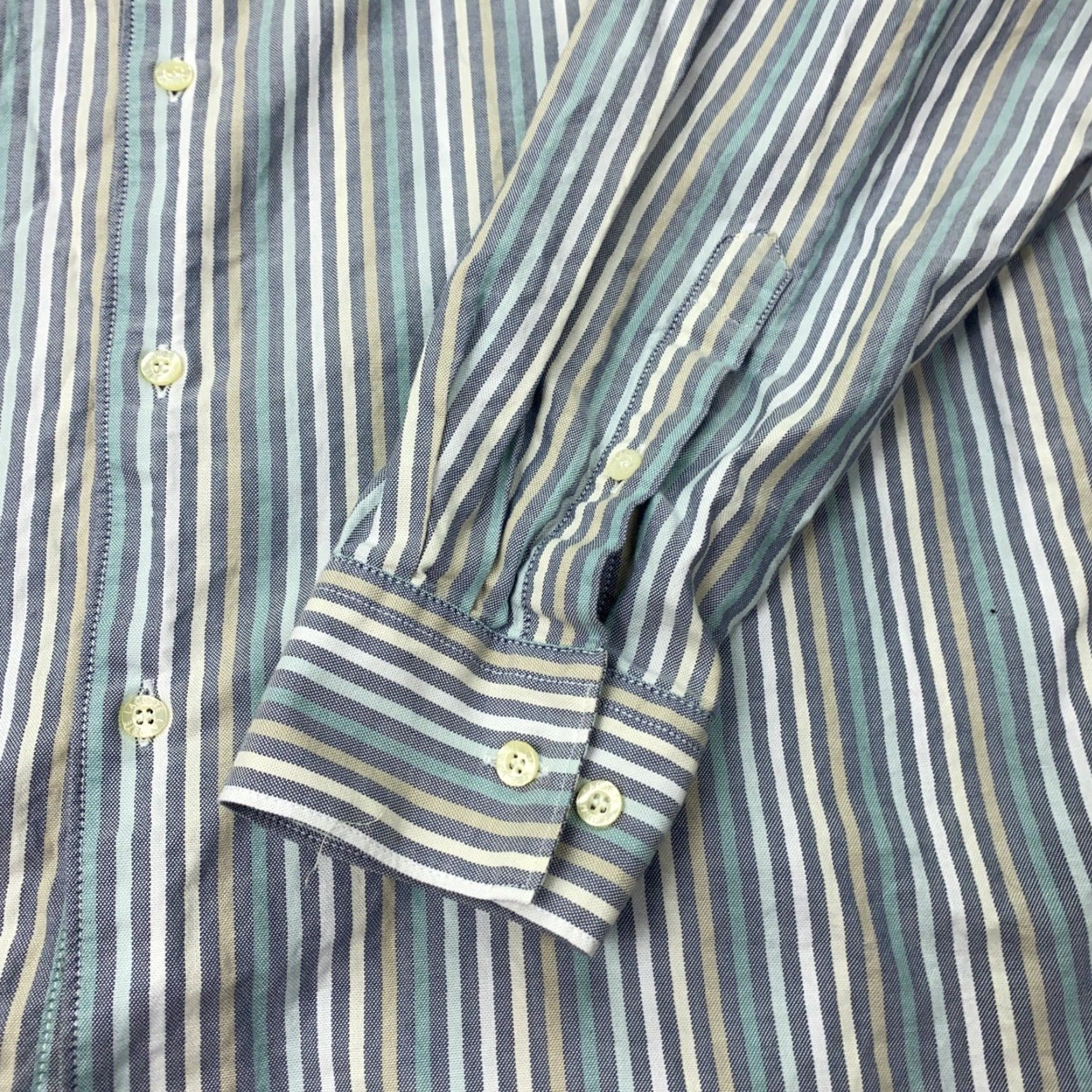 Lacoste Lacoste Shirt 42 Blue Striped Button-Down Long Sleeve with Pocket Mens, Cotton, Regular Fit, Classic 90s Style Size US XL / EU 56 / 4 - 2 Thumbnail