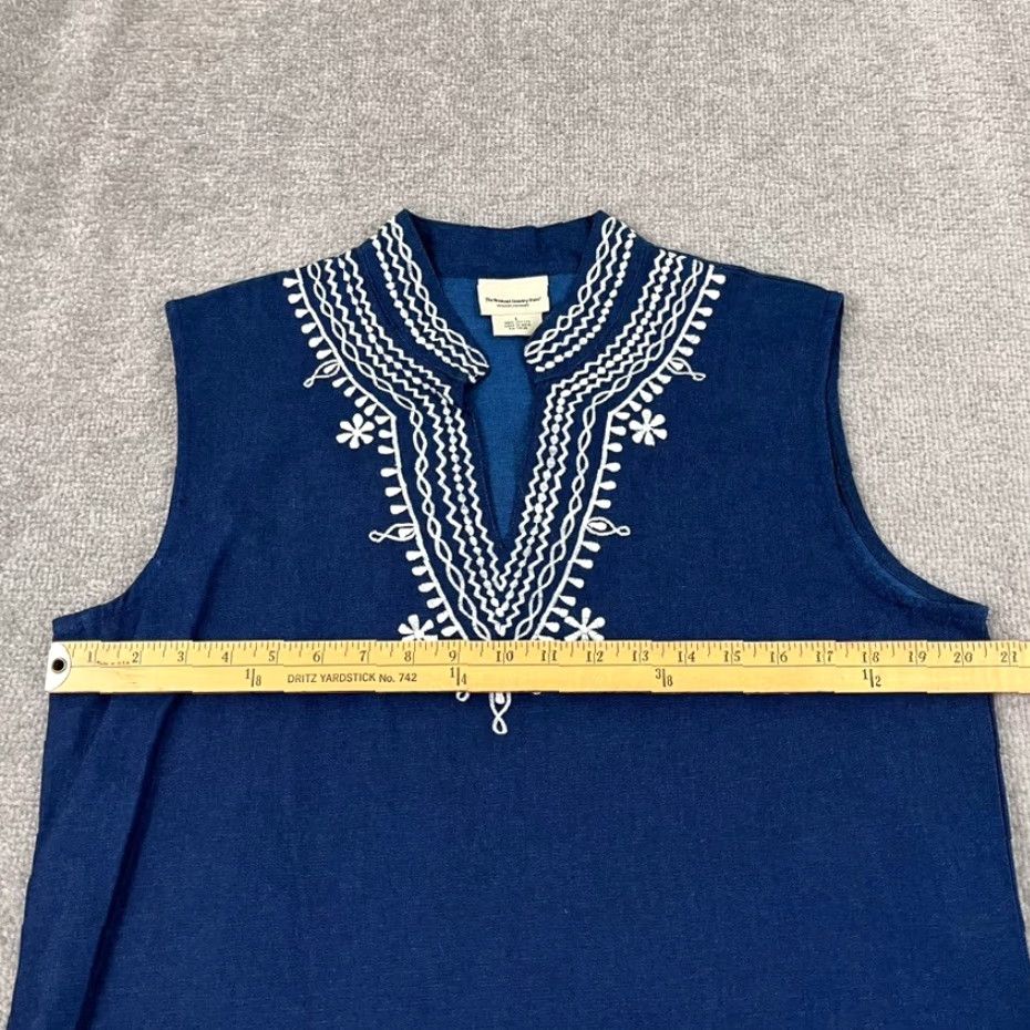 Vintage The Vermont Country Store Blue Tunic Top Womens Large Casual Peasant Blouse Size L / US 10 / IT 46 - 5 Thumbnail