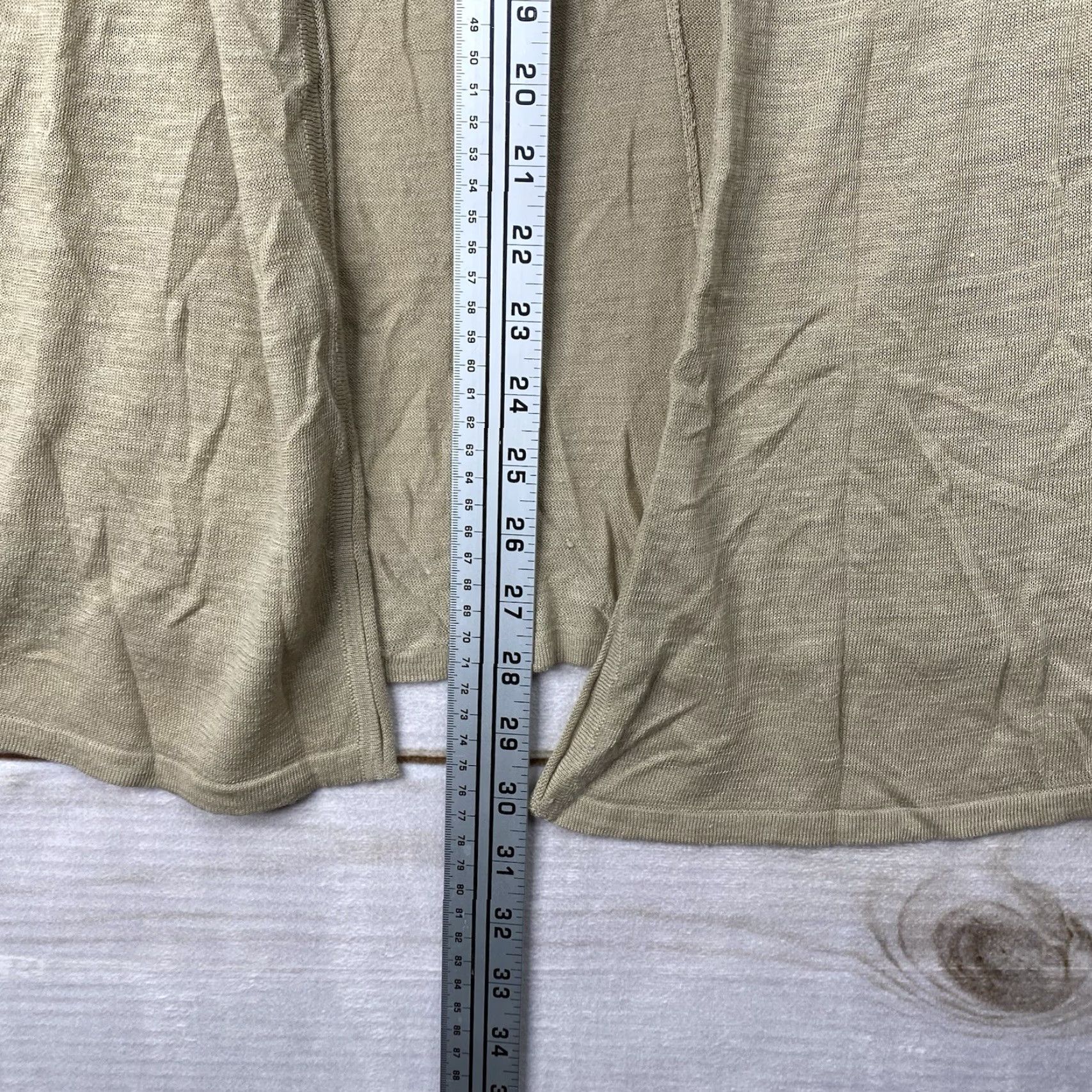 Vintage Catherines Cardigan Open 0X Tan Linen Blend Topper Lightweight 3/4 Sleeve Knit Casual Bohemian V-Neck Relaxed Plus Jacket Womens Size XL / US 12-14 / IT 48-50 - 5 Thumbnail