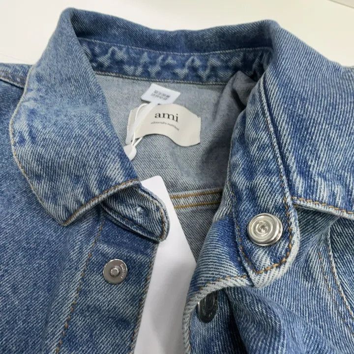 AMI AMIPARIS Denim Short Sleeve Dress with Studs -2507 Size M / US 6-8 / IT 42-44 - 4 Thumbnail
