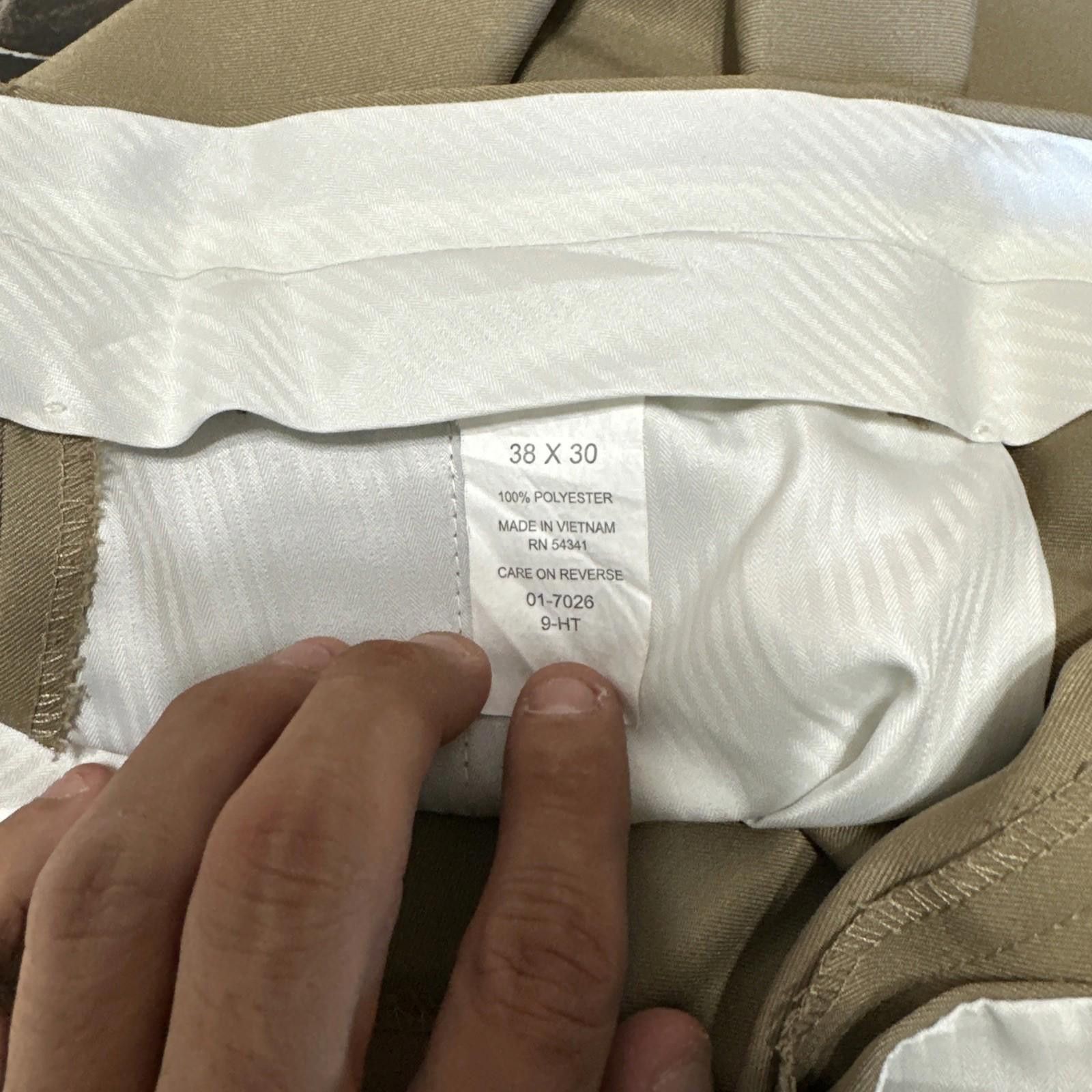 Designer Louis Raphael Tailored Pleated Polyester Beige Men's 40x30 Size US 40 / EU 56 - 5 Thumbnail
