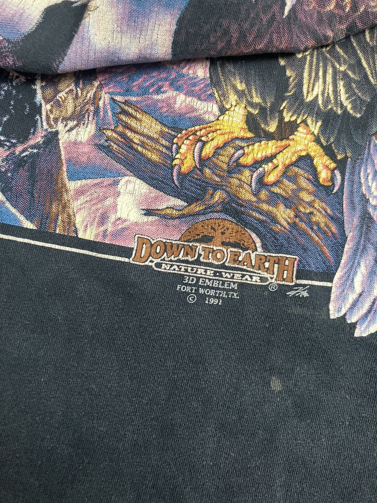 Vintage Vintage 90s THRASHED 3D EMBLEM Bald Eagle SingleStitch Tee Size US L / EU 52-54 / 3 - 7 Thumbnail