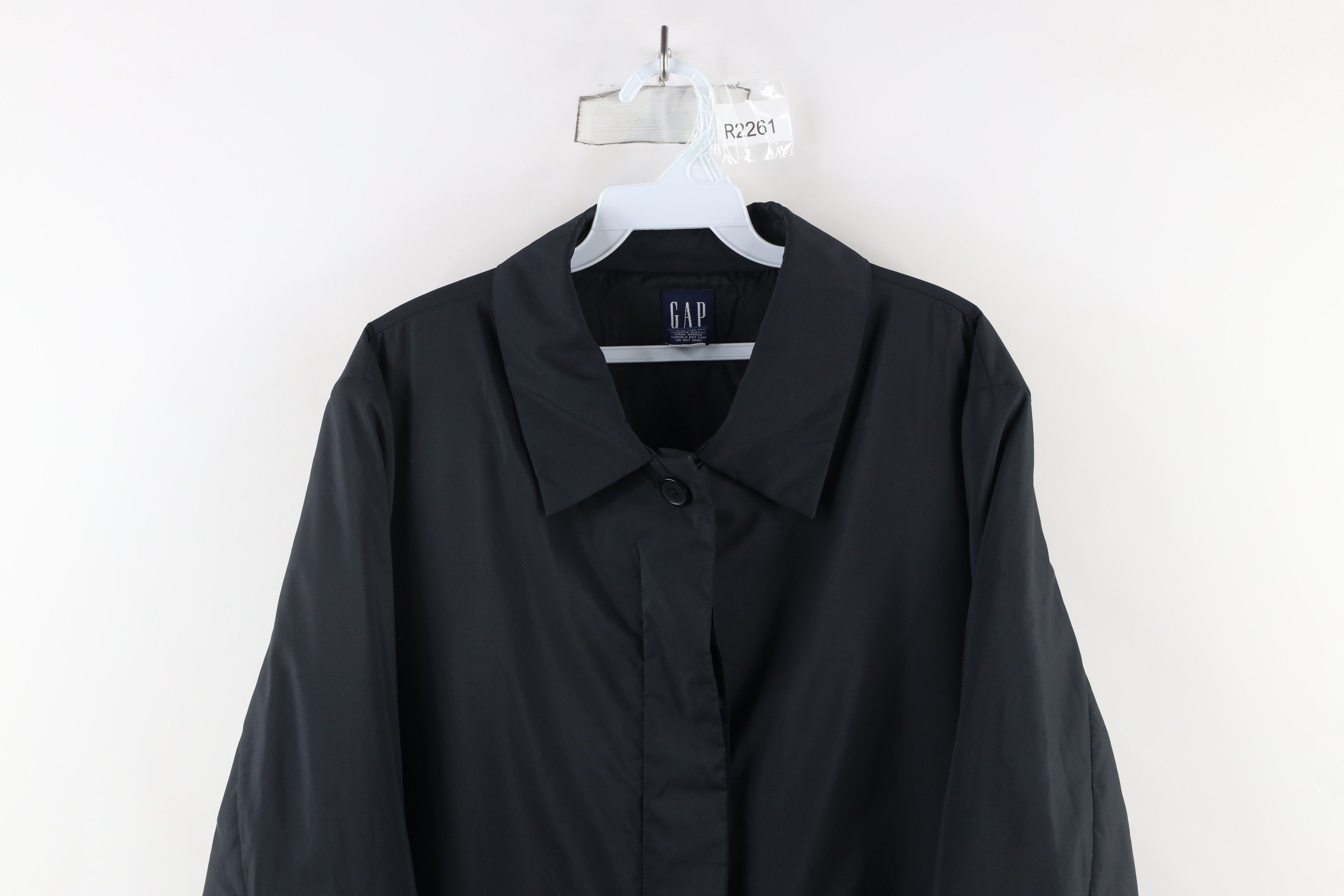 Gap × Vintage Vintage 90s Gap Full Length Micro Puffer Jacket Coat Black Size XL / US 12-14 / IT 48-50 - 2 Thumbnail