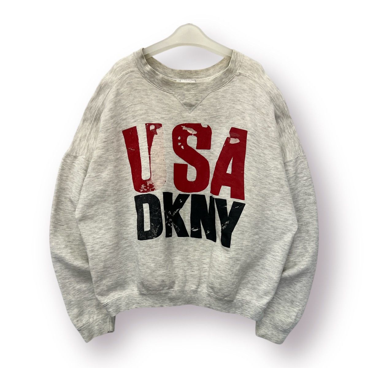 DKNY × Donna Karan × Vintage 🔥 Vintage DKNY Made in USA Distressed logo sweatshirt Size US XL / EU 56 / 4 - 1 Thumbnail
