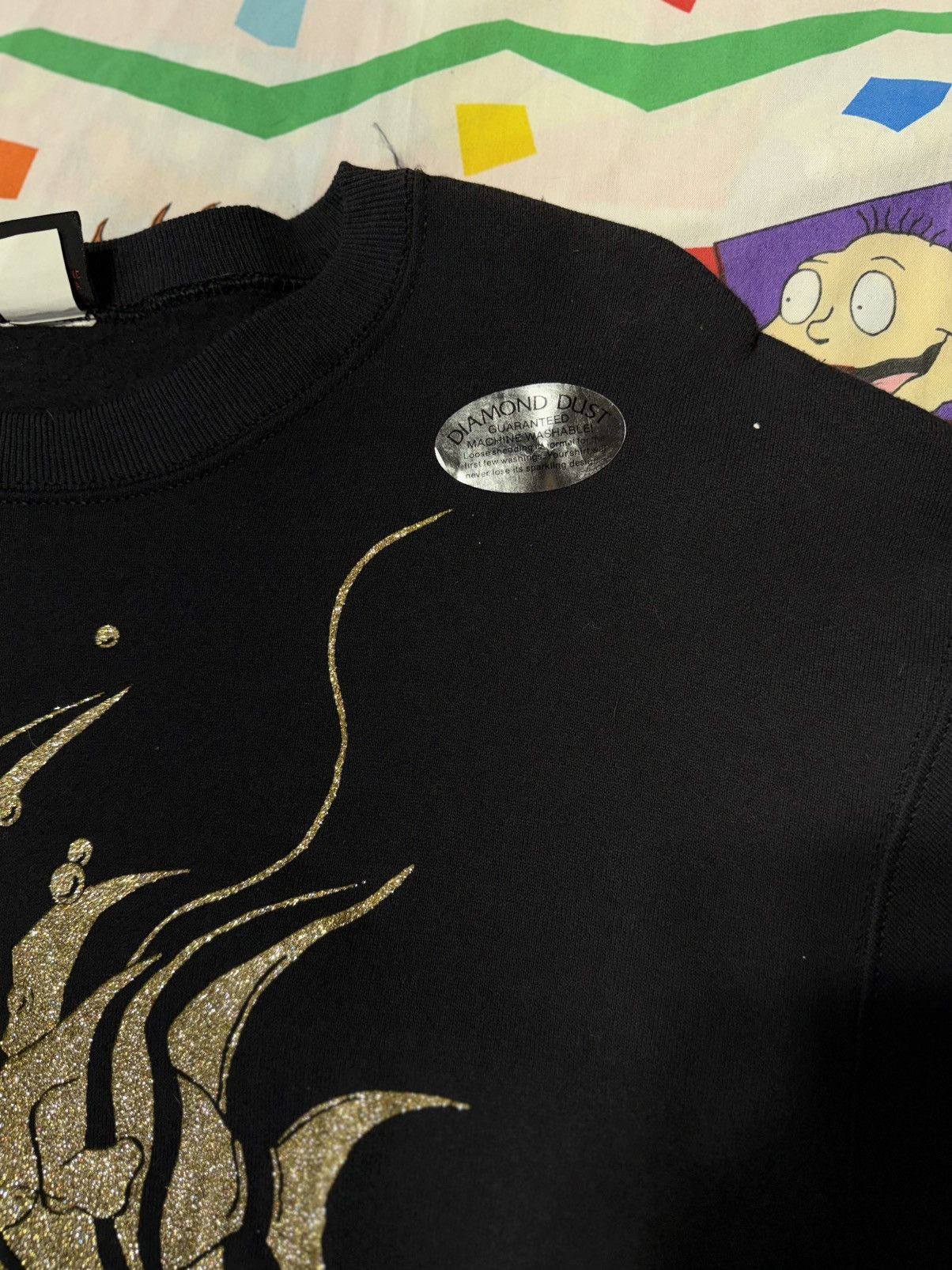 Other NOS Vintage 90s Diamond Dust Gold Glitter Fish Crewneck Size US XL / EU 56 / 4 - 3 Thumbnail