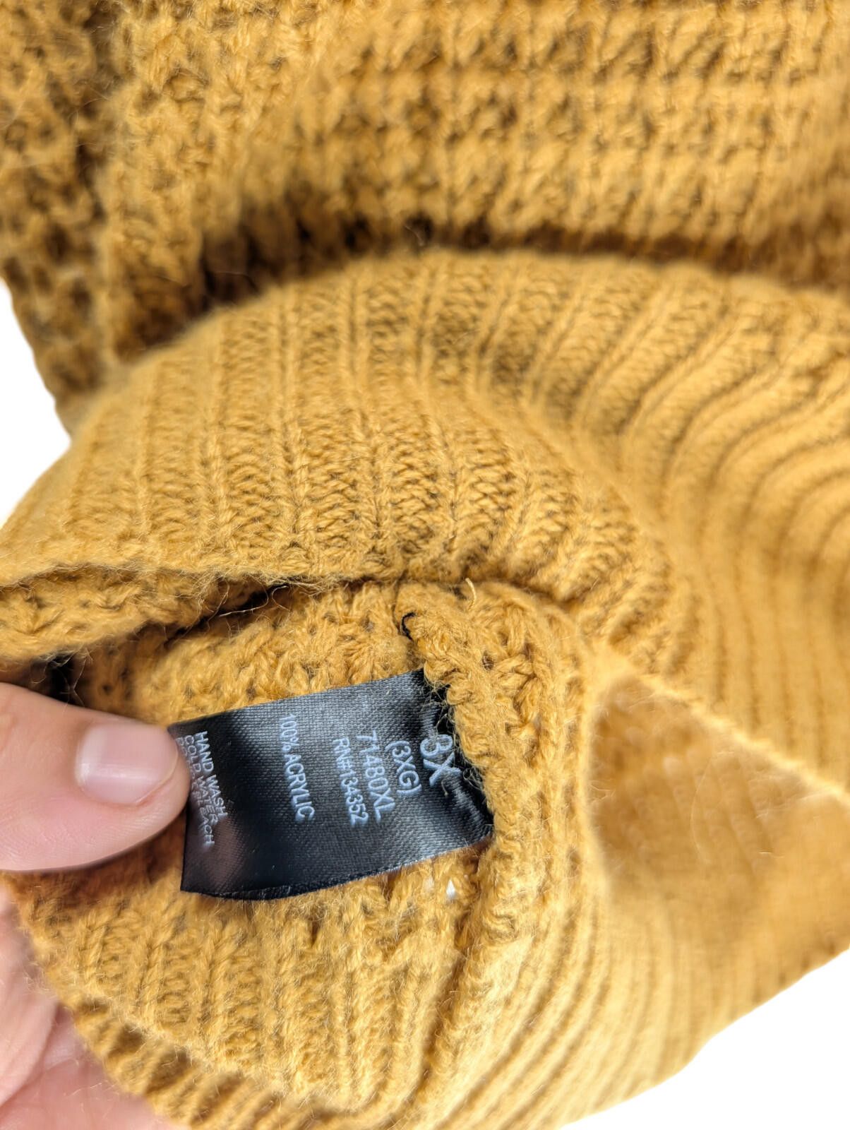The Unbranded Brand 3X Sweater Extra Large Waffle Knit Criss Cross Back Mustard Size 3XL / US 20-22 - 5 Thumbnail