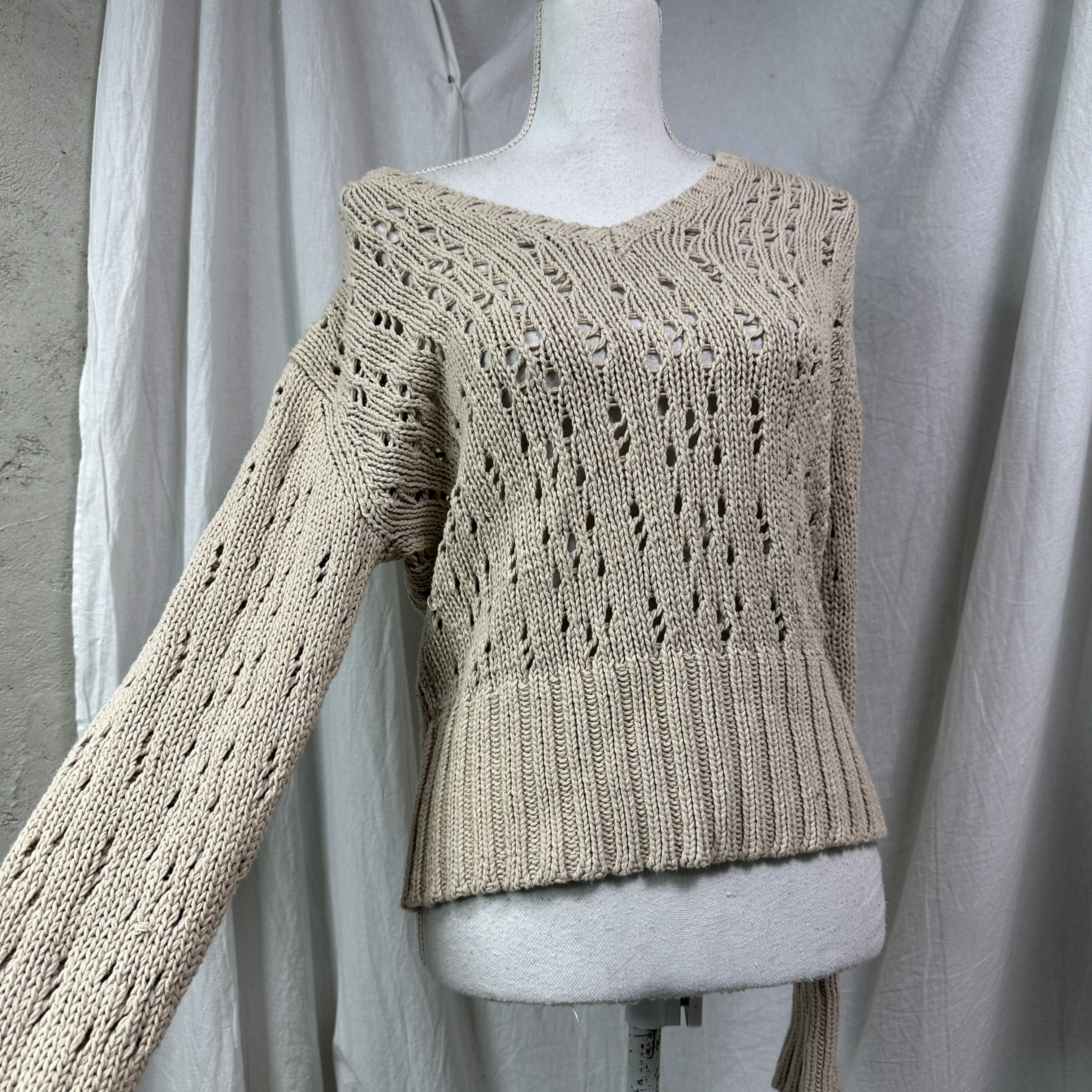 Vintage Vintage Avant Garde Cropped Distressed Sweater Y2K Size XL / US 12-14 / IT 48-50 - 7 Thumbnail