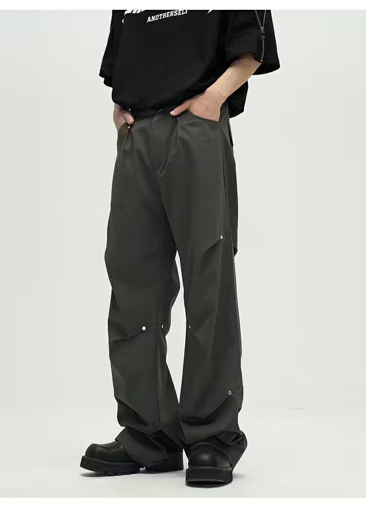 image of Vintage Pleated Baggy Flared Pants in Grey, Men's (Size 32)