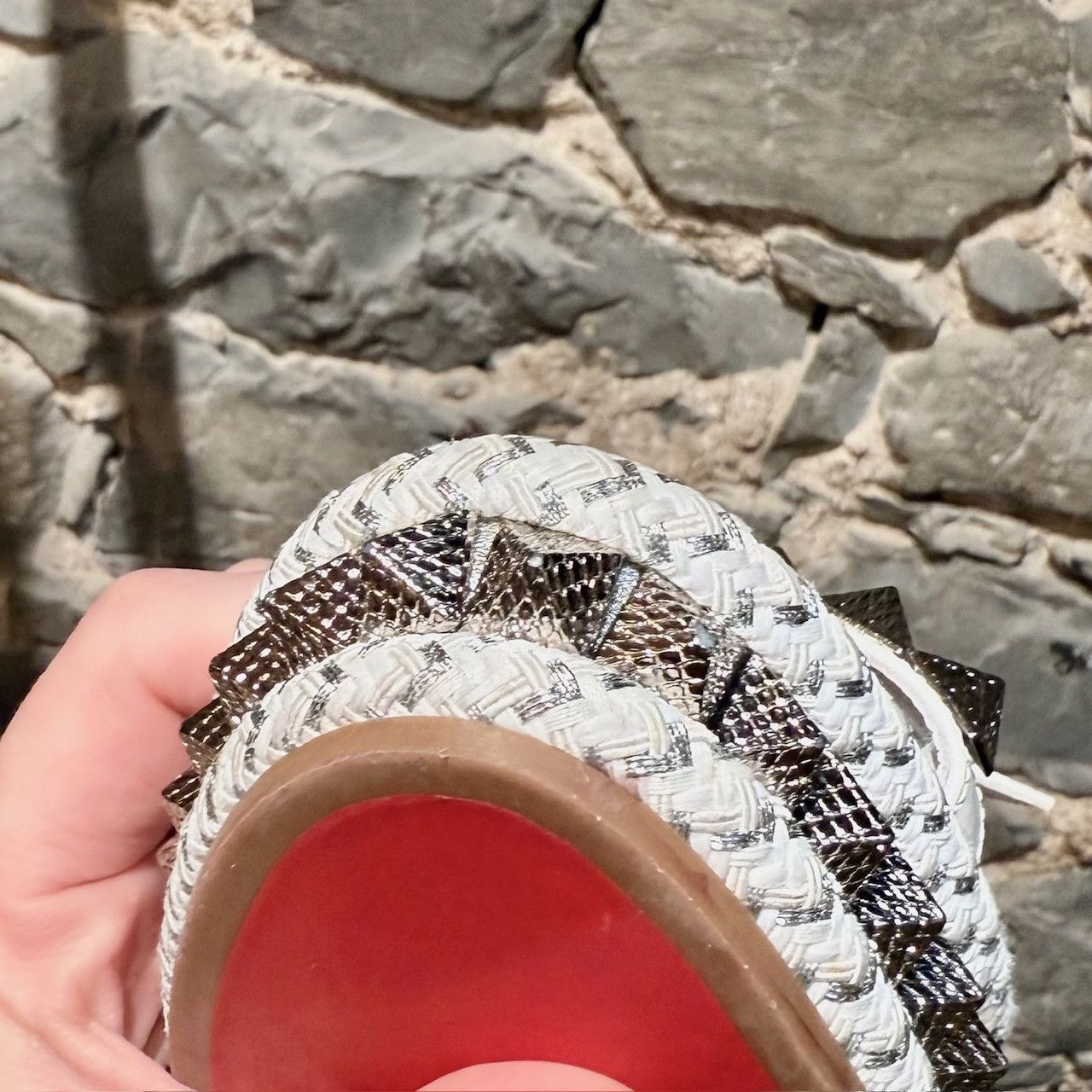 Christian Louboutin Christian Louboutin Leather Studded Pyraclou Wedge Sandals Size US 8 / IT 38 - 13 Thumbnail