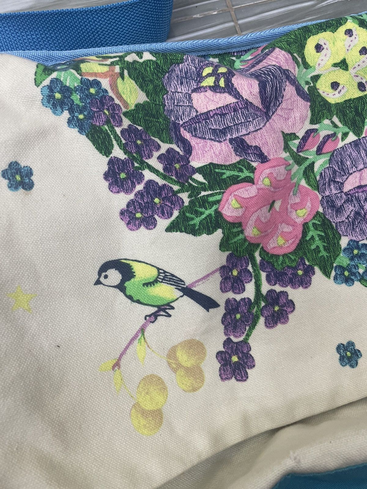 Japanese Brand Bohemians Japan Canvas 7 Art Bag | Bird Floral Ramie Cotton Size ONE SIZE - 7 Thumbnail