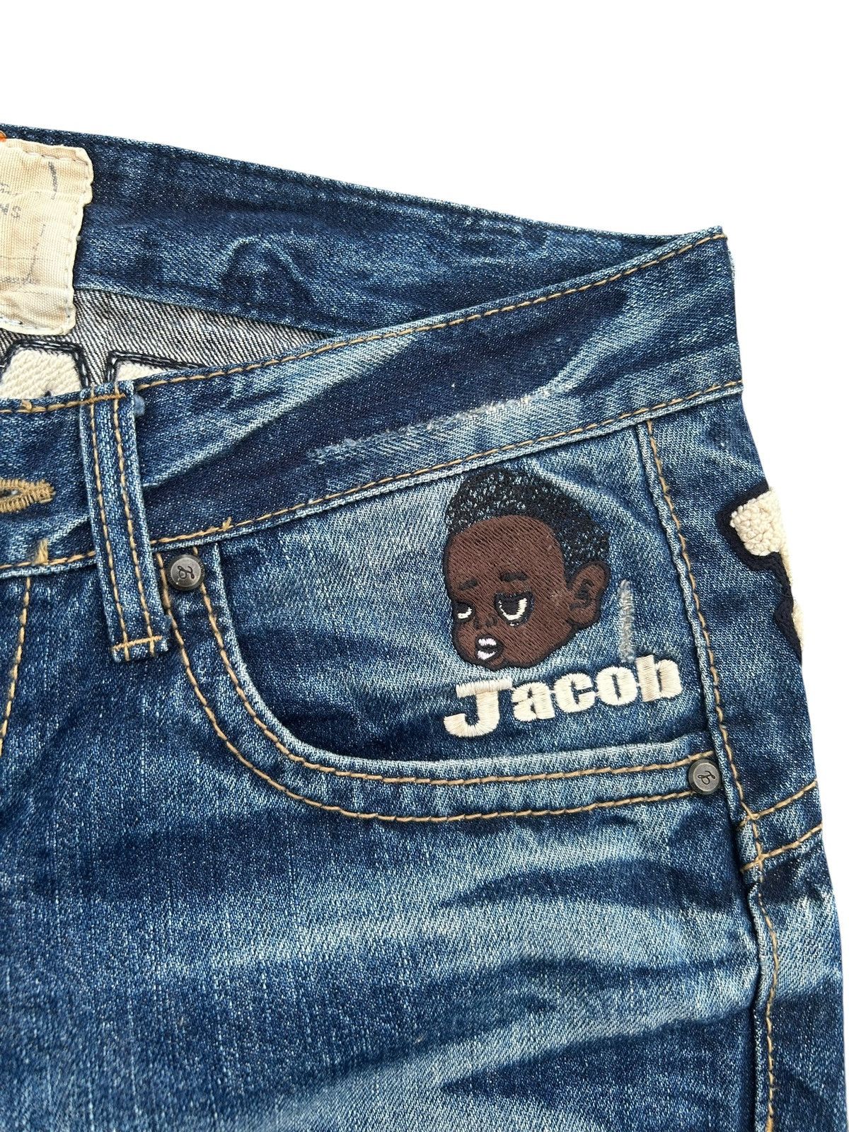 Kapital YOSHITOMO NARA LOLITA Exotic Vintage Distressed Denim Jeans Size US 33 - 8 Thumbnail