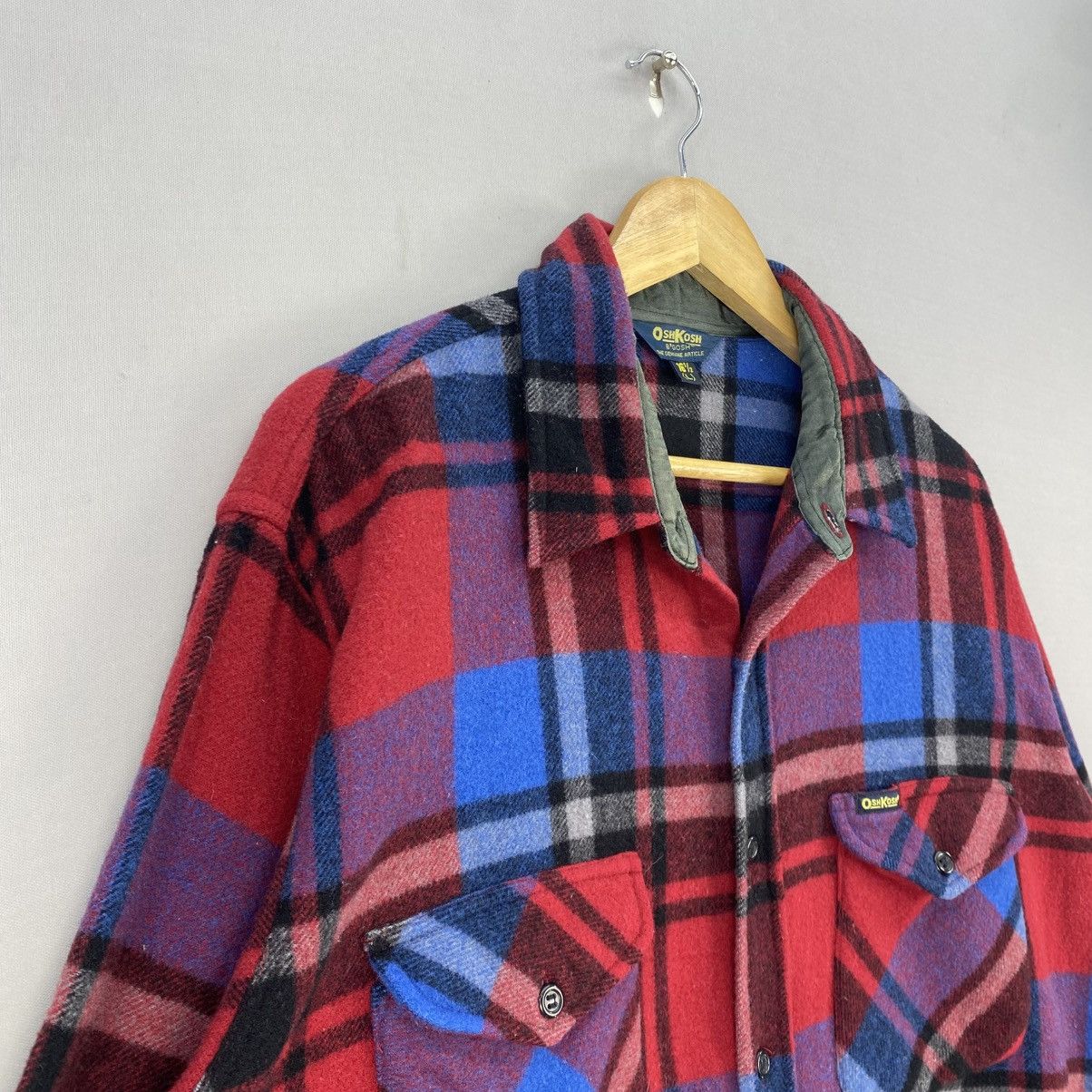 Flannel Vintage Oshkosh Chekered Button Up Wool Jacket Size US L / EU 52-54 / 3 - 2 Thumbnail