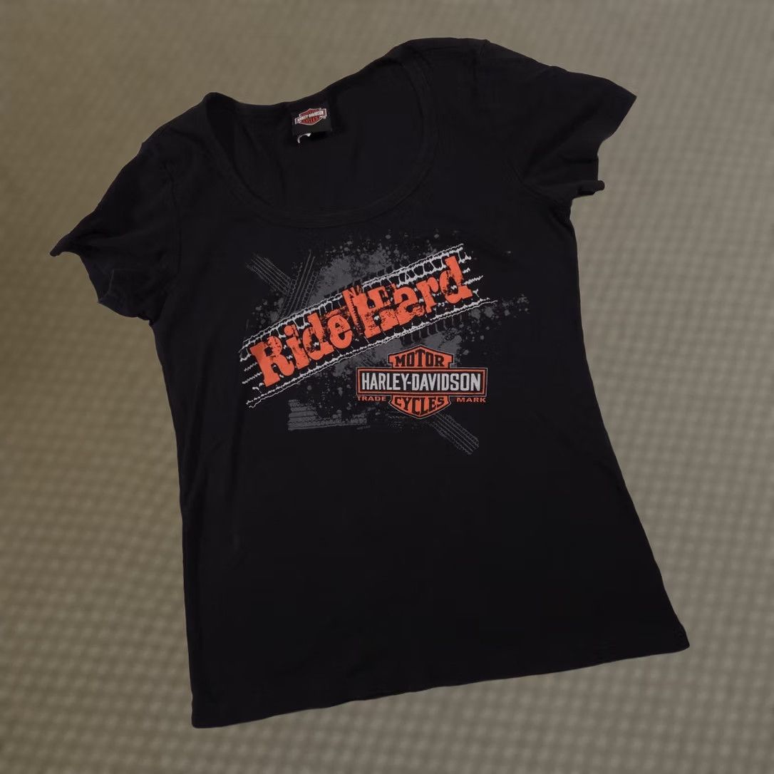 Harley Davidson Harley-Davidson Shirt Womens Medium Black Ride Hard Graphic Biker Louisville KY Size M / US 6-8 / IT 42-44 - 1 Thumbnail