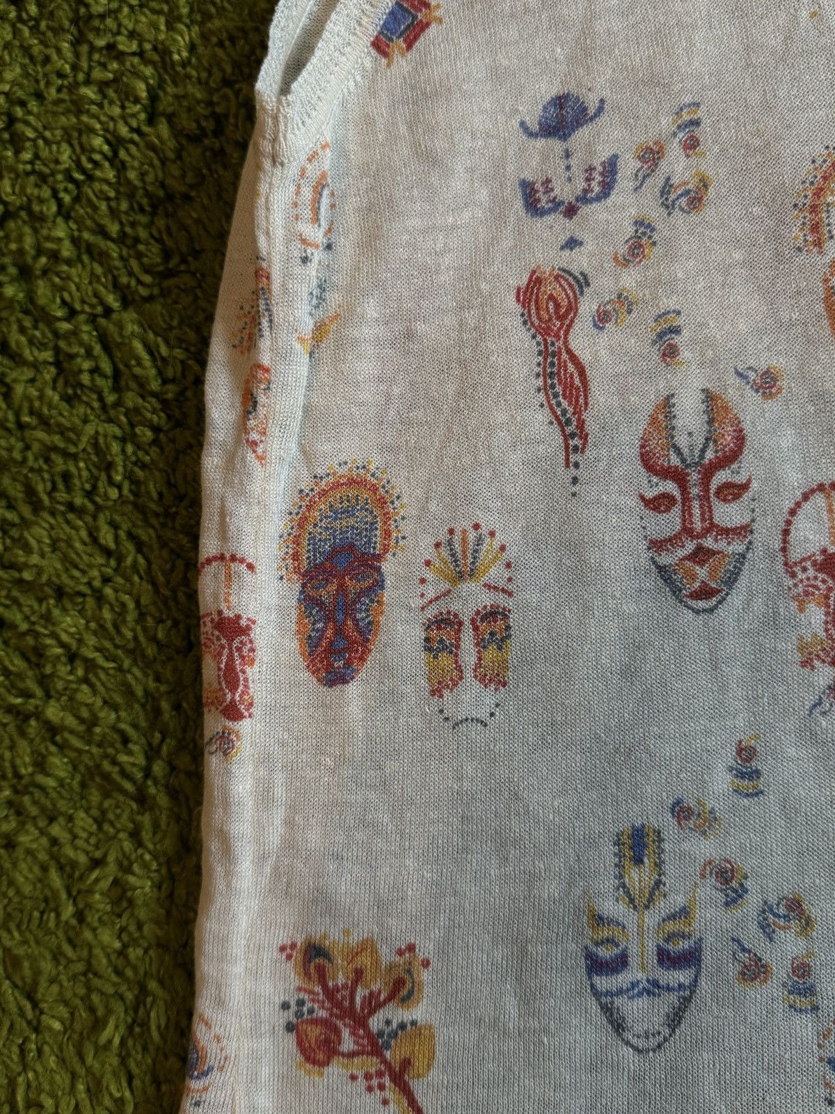 Designer Ivko avant garde linen blend native pattern tank top vest Size M / US 6-8 / IT 42-44 - 4 Thumbnail