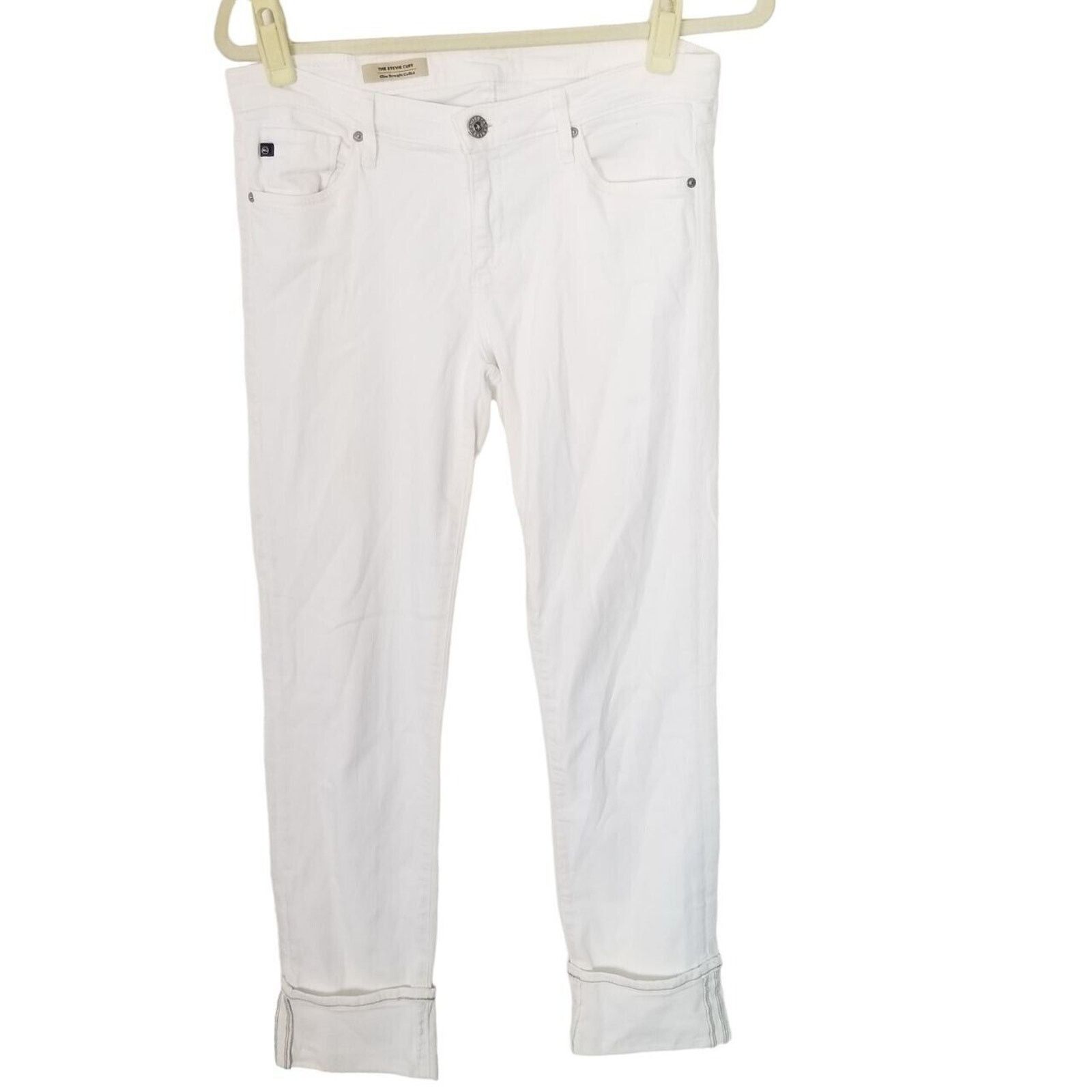 AG Adriano Goldschmied AG Adriano Goldschmied Womens 28 White Denim Stevie Slim Size 29" - 1 Thumbnail