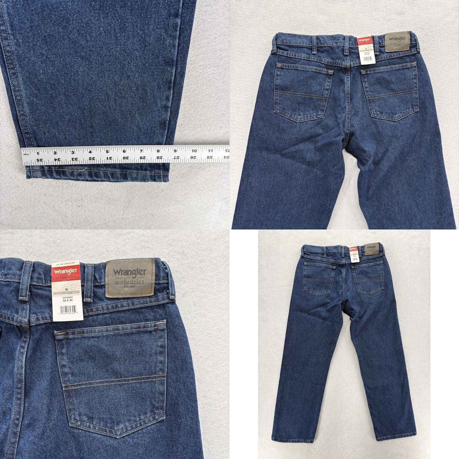 Wrangler Wrangler Jeans Mens 34x30 Blue Dark Wash Relaxed Straight Denim Pants Size US 34 / EU 50 - 8 Thumbnail