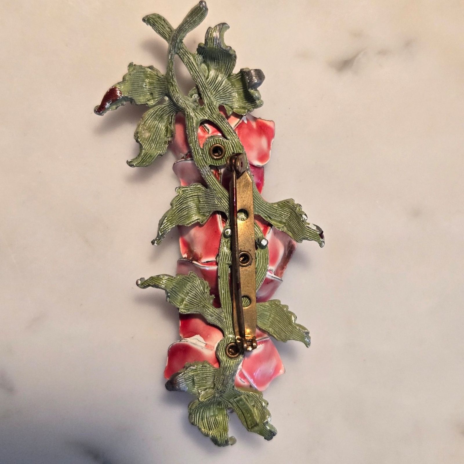Pieces Uniques Vintage Floral Brooch Vintage Enamel Flower Enamel Pink Size ONE SIZE - 10 Thumbnail