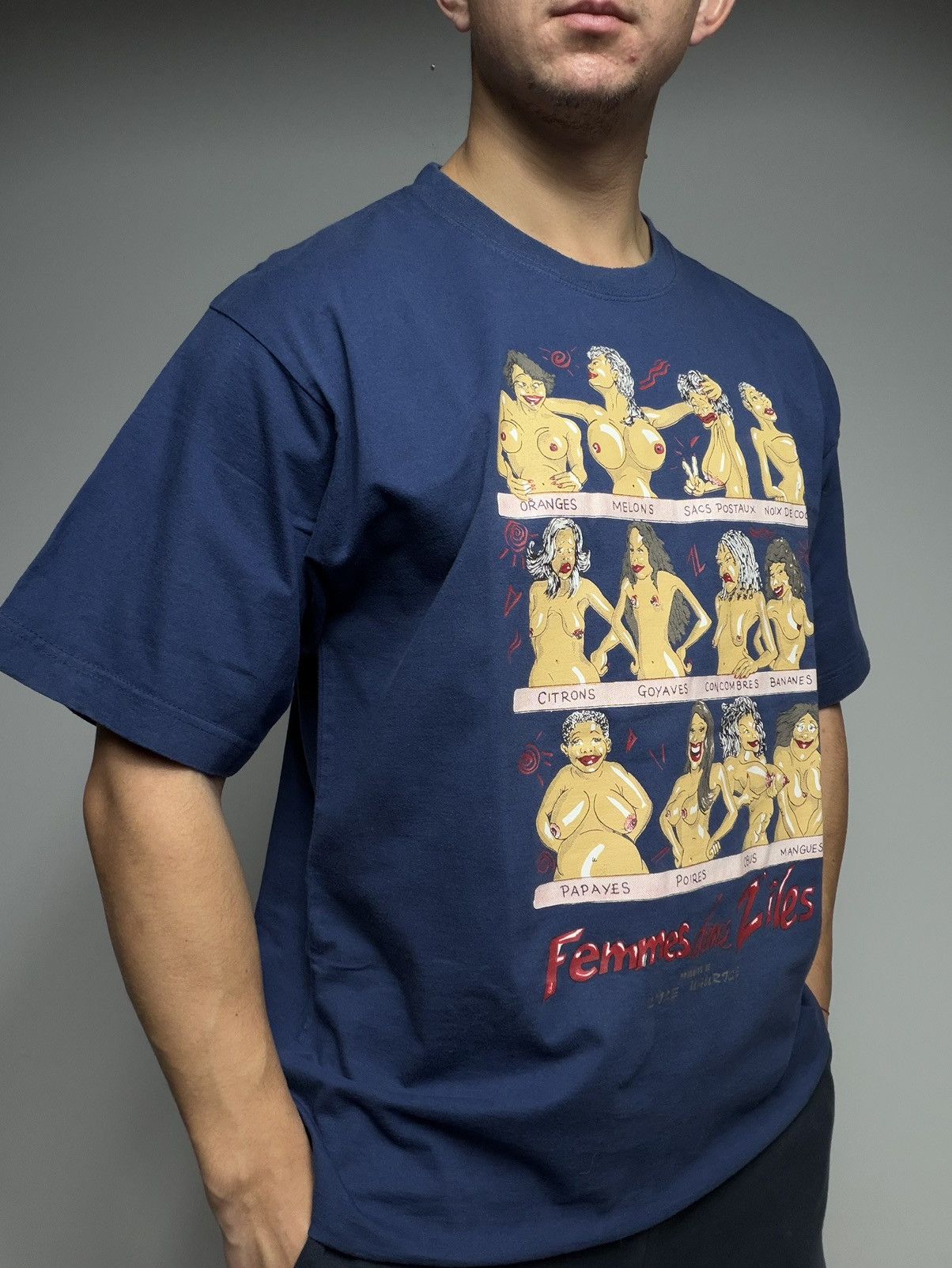Vintage Vintage 90s "Femmes dans les Zîles T-Shirt Funny Boobs Y2K Size US XL / EU 56 / 4 - 3 Thumbnail