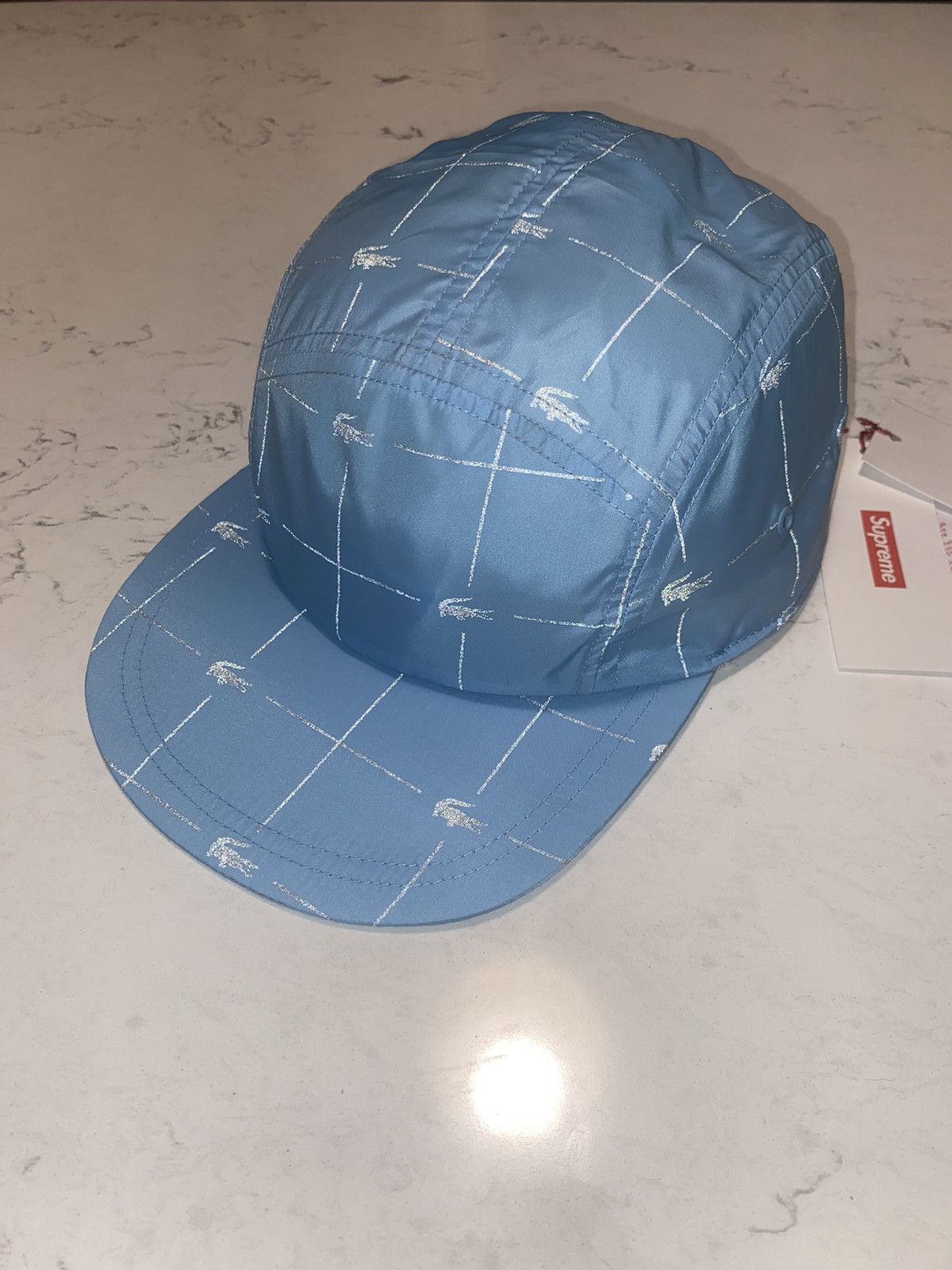 S/s 18’ Supreme/Lacoste Reflective Grid Nylon Camp Cap