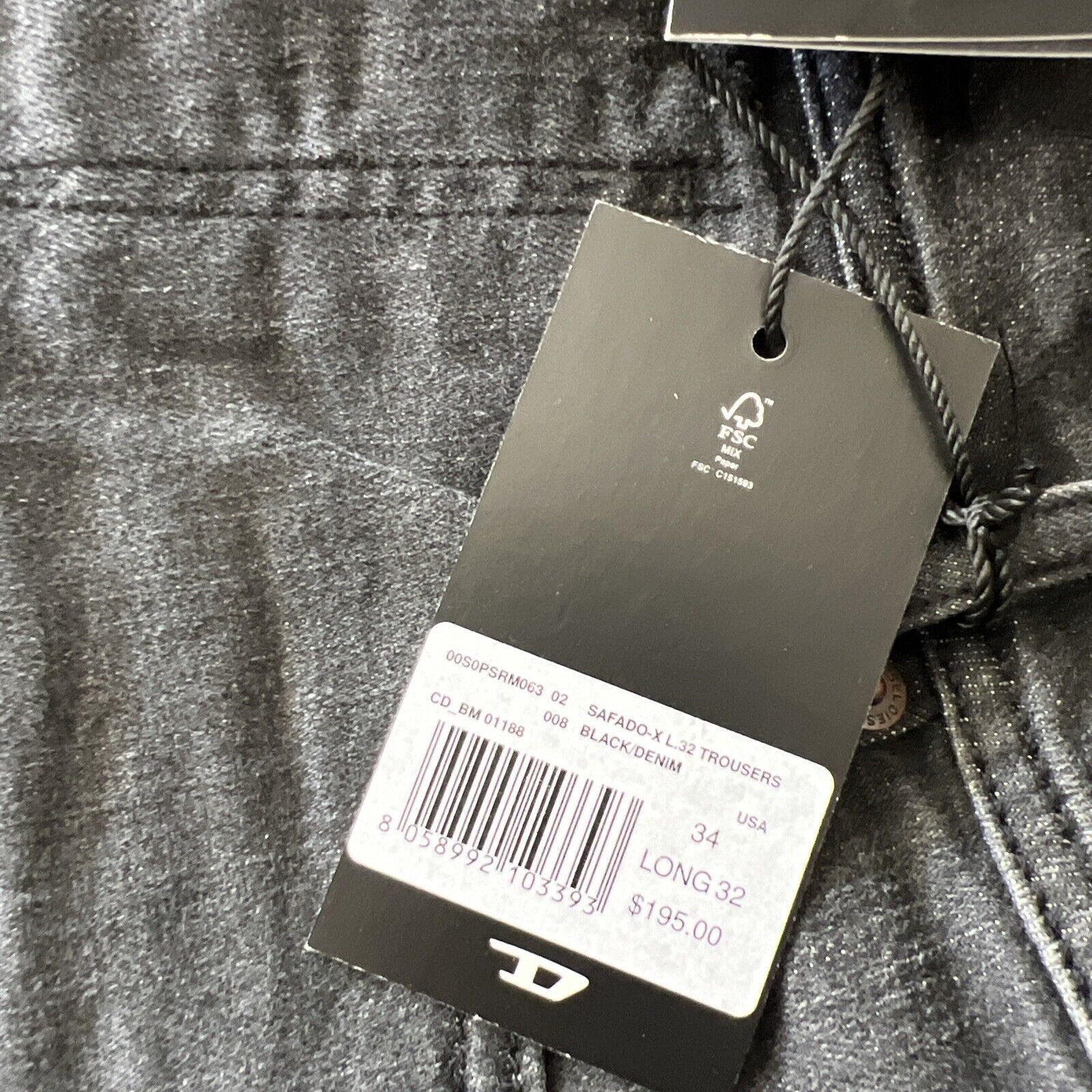 Diesel Diesel Mens Safado Straight Fit Jeans RM063 Black Size 34/32 Size US 34 / EU 50 - 7 Thumbnail